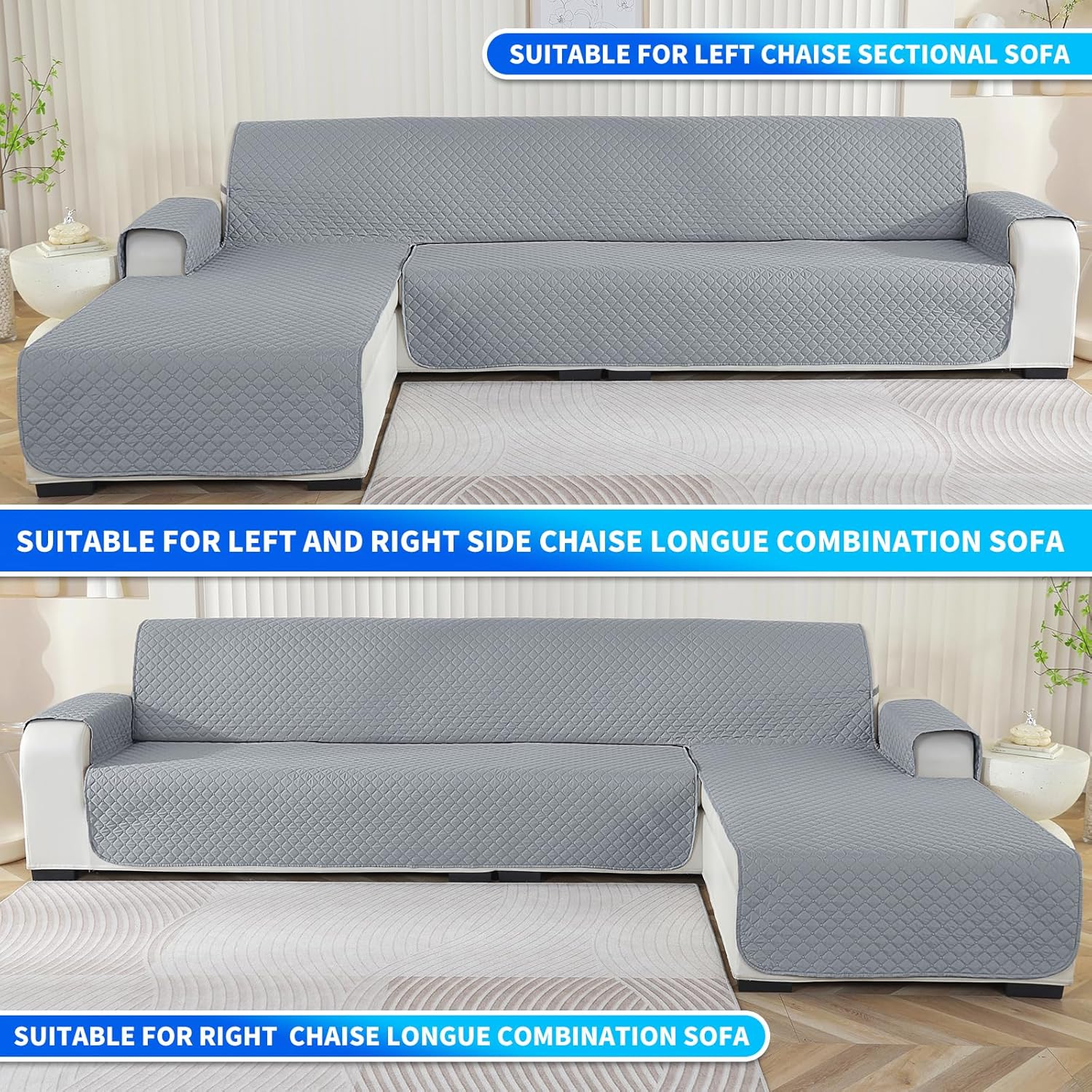 CYCMACO Copridivano 4 Posti con Penisola, Grigio Chiaro - immagine 6