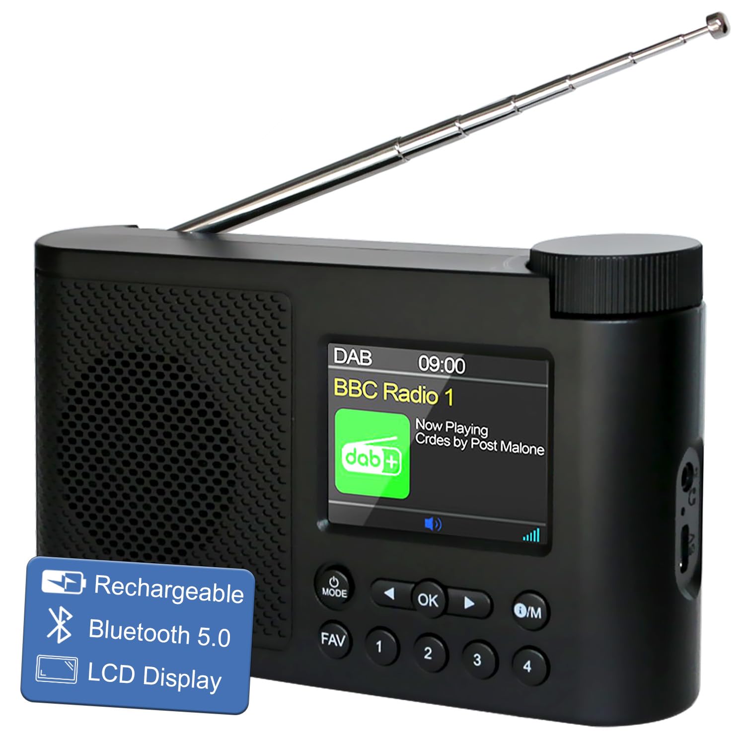 Radio DAB+/FM Portatile con Bluetooth 5.0 e Display 2.4"