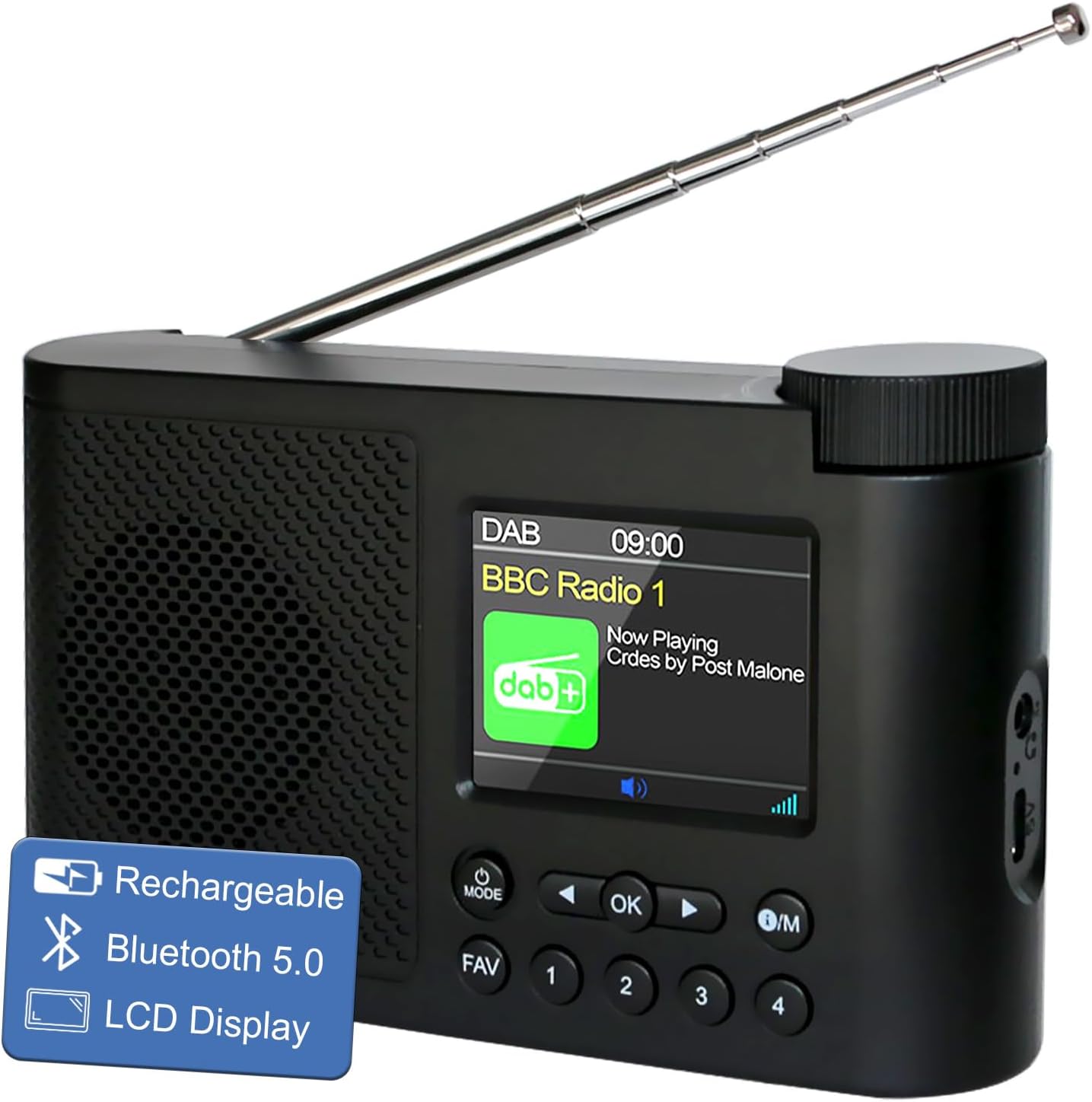 Radio DAB+/FM Portatile con Bluetooth 5.0 e Display 2.4" - immagine 1