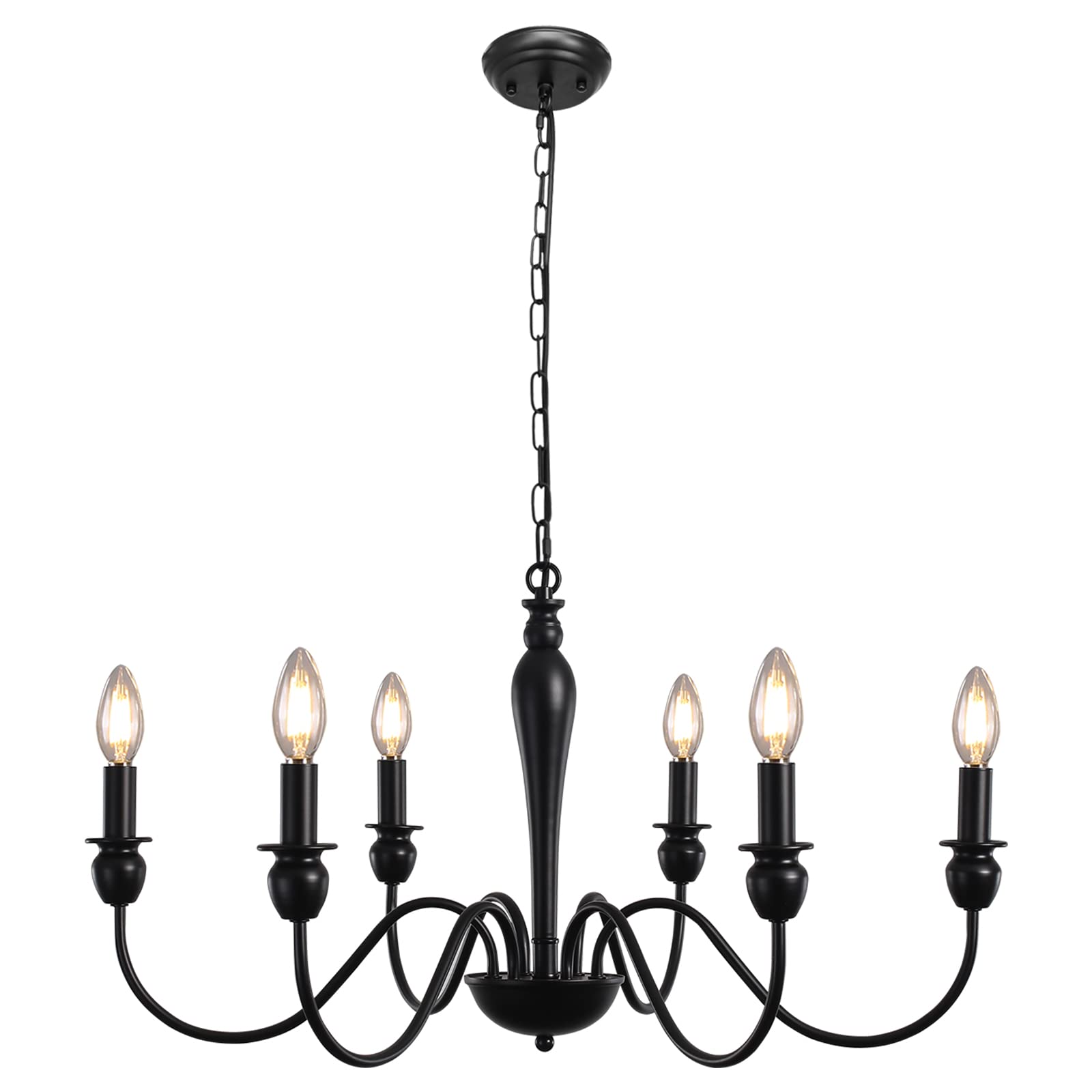 Mrhyswd Lampadario Nero Industriale Vintage 6 Luci