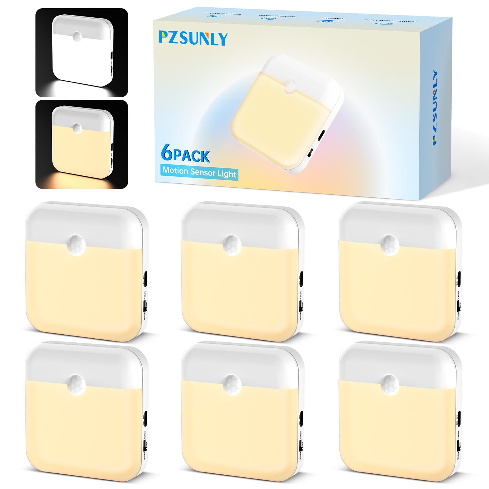 Pzsunly 6 Luci Notturne LED con Sensore di Movimento