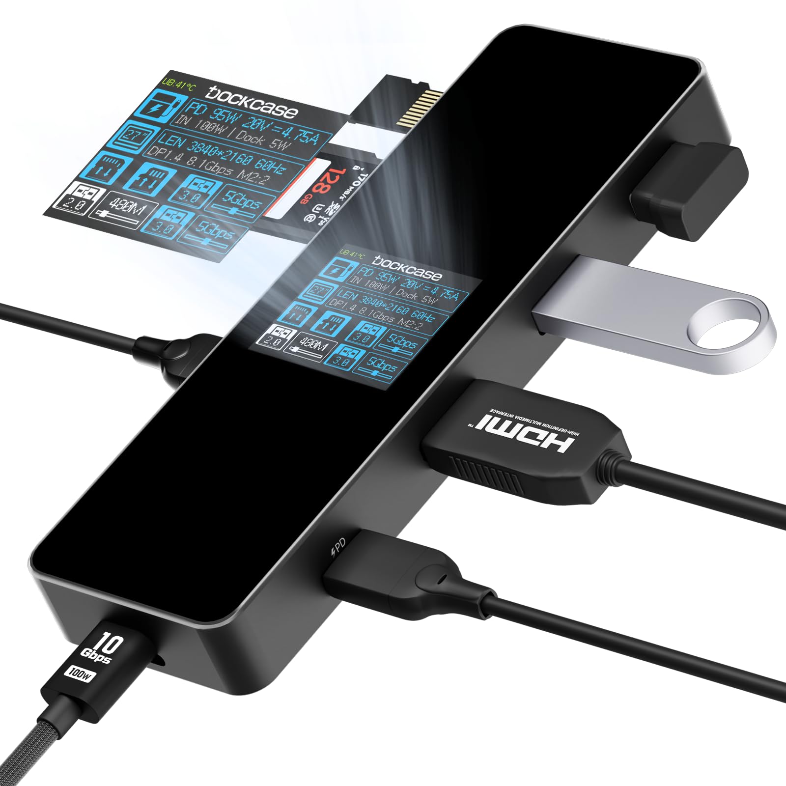 Dockcase Smart Hub USB C 7 in 1 con Schermo HD