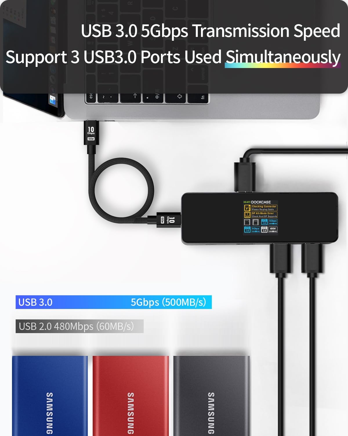 Dockcase Smart Hub USB C 7 in 1 con Schermo HD - immagine 7