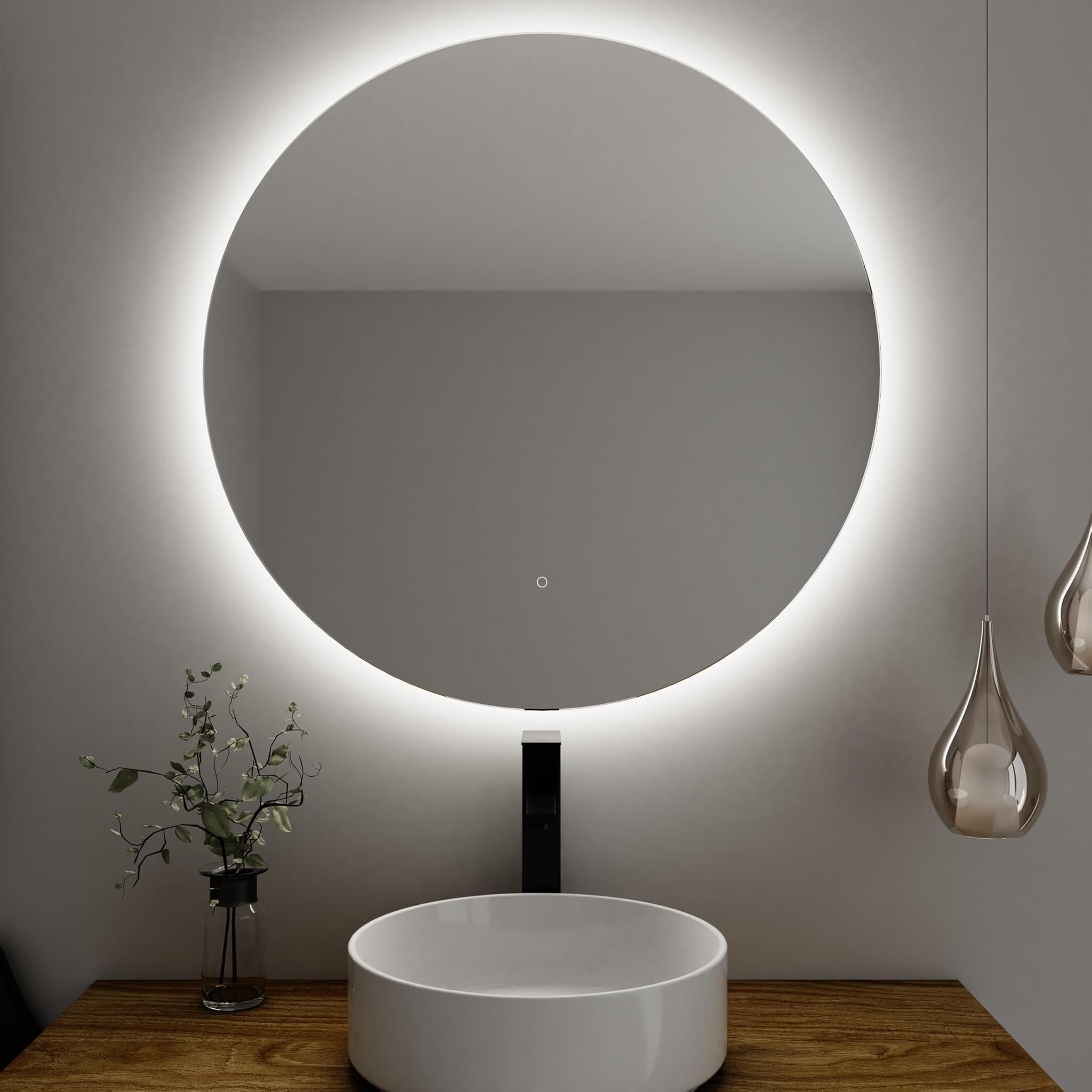 Baikal Specchio da bagno grande rotondo con LED 80 cm, dimensioni: 80 cm