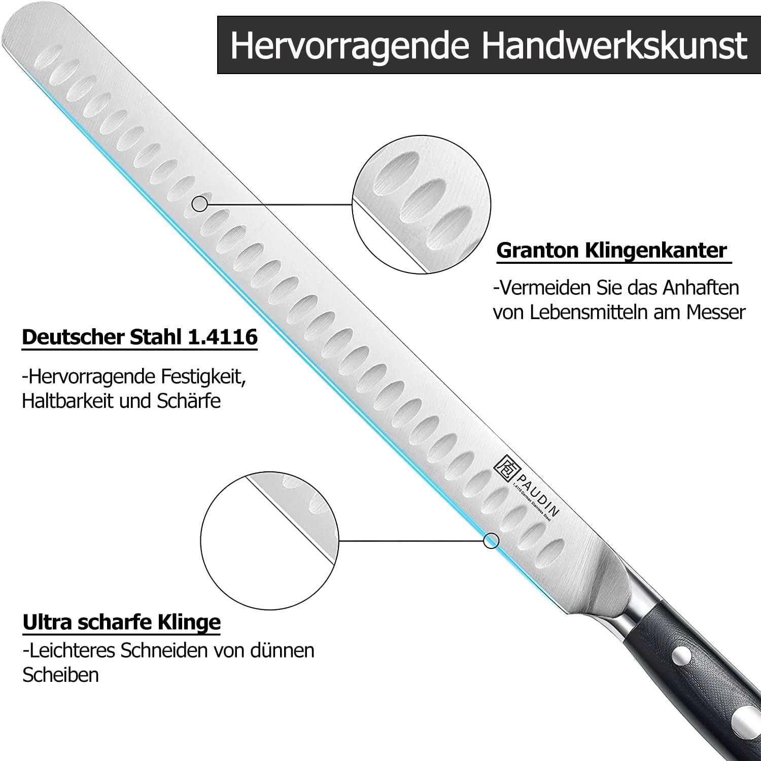 Paudin Cutluxe Coltello da Prosciutto Professionale 30cm - immagine 3