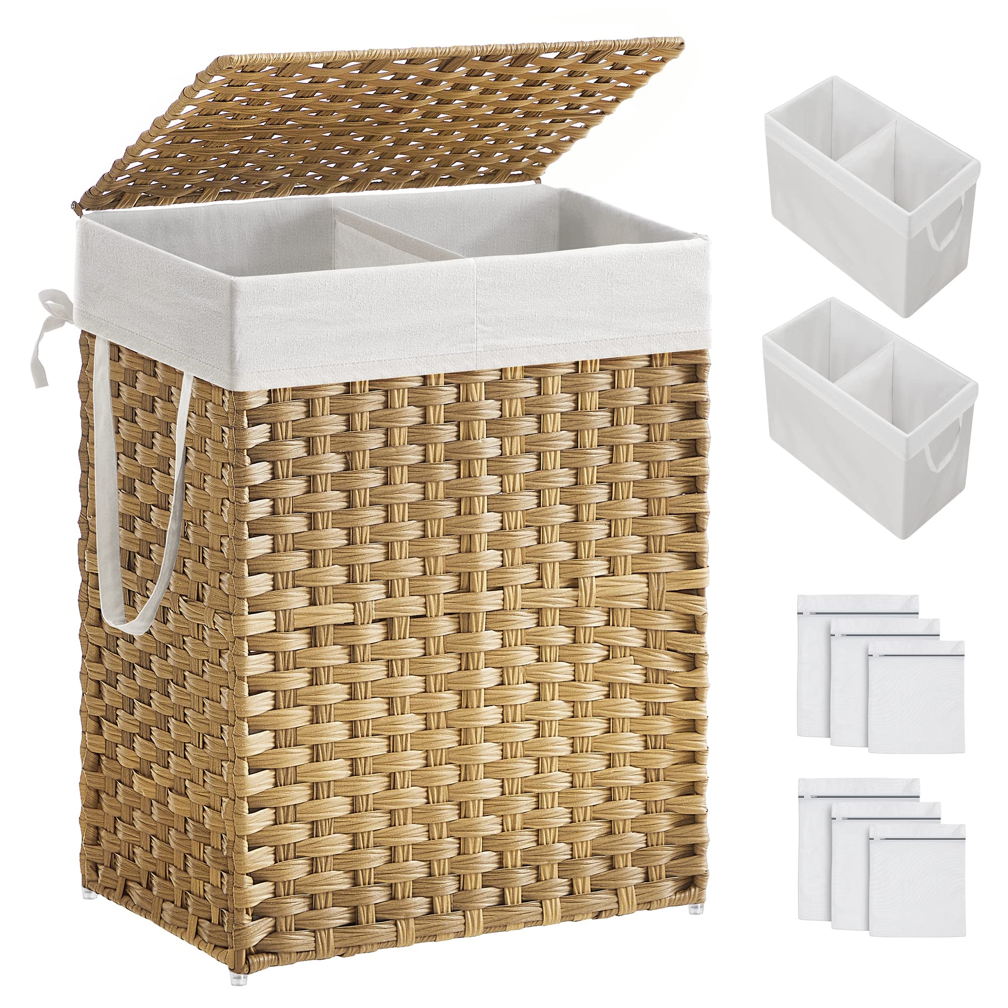 Songmics Cesto Portabiancheria 90L con Coperchio