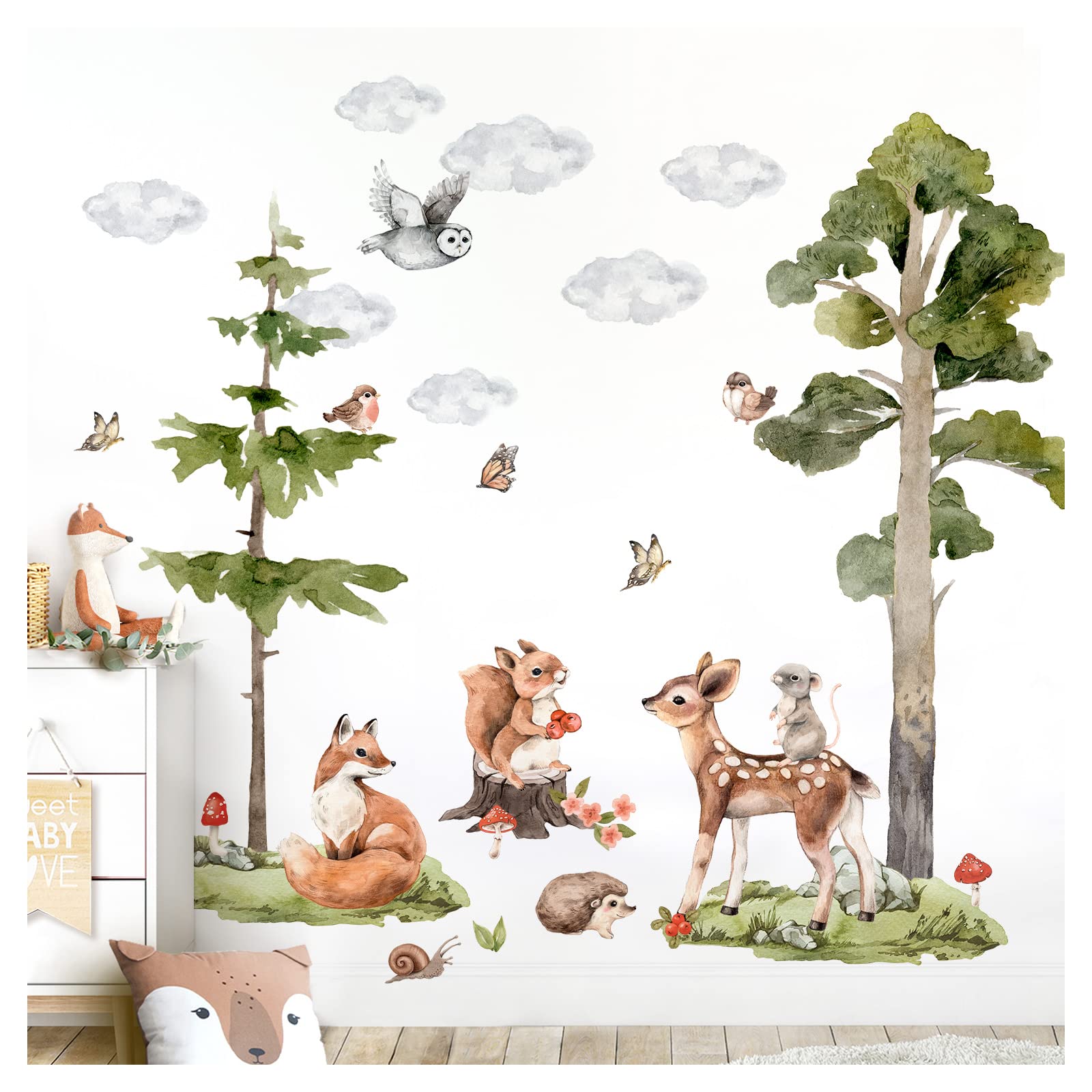 Grandora DL773-4 - Adesivo da Parete Cameretta Animali della Foresta