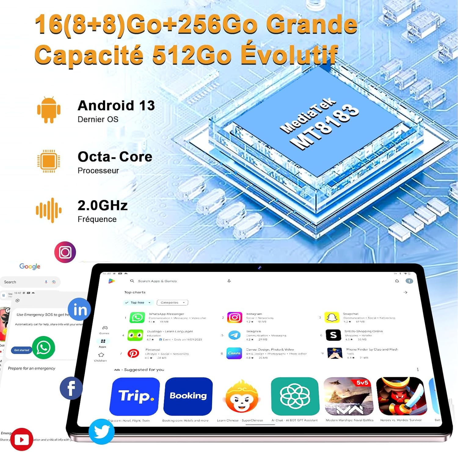 Aocwei X800 Tablet Android 13 da 11 Pollici 2K - immagine 2