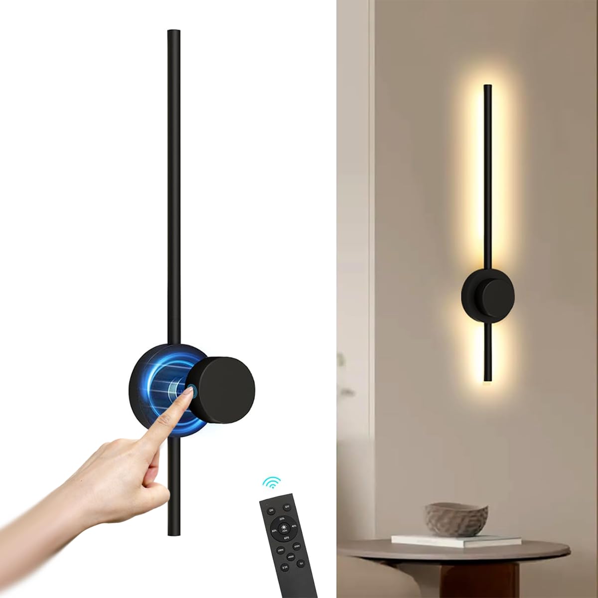 Kzt Lampada Parete LED Interni 70cm con Batteria