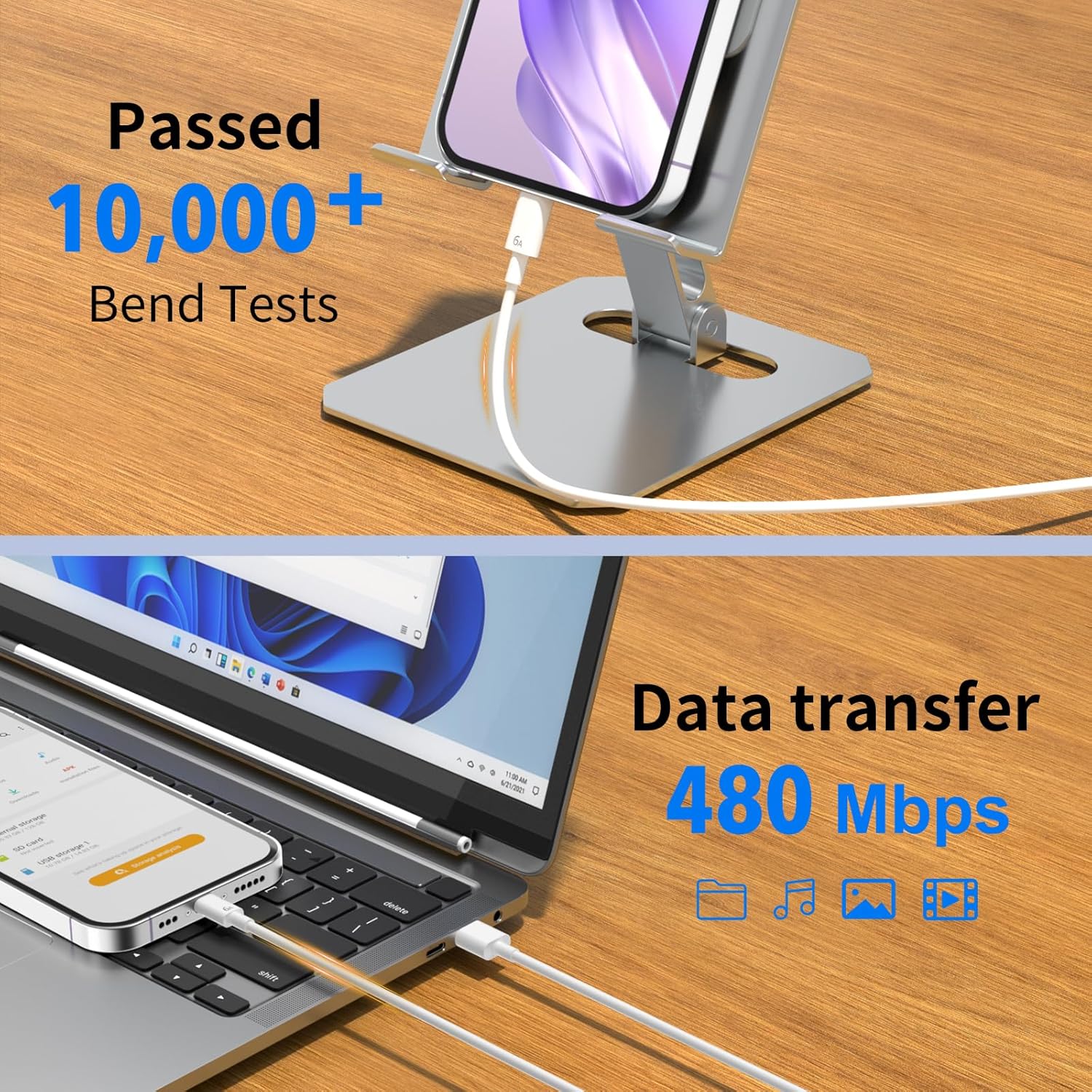 Cavo USB Type-C 1M 100W 6A Supercharge - immagine 2