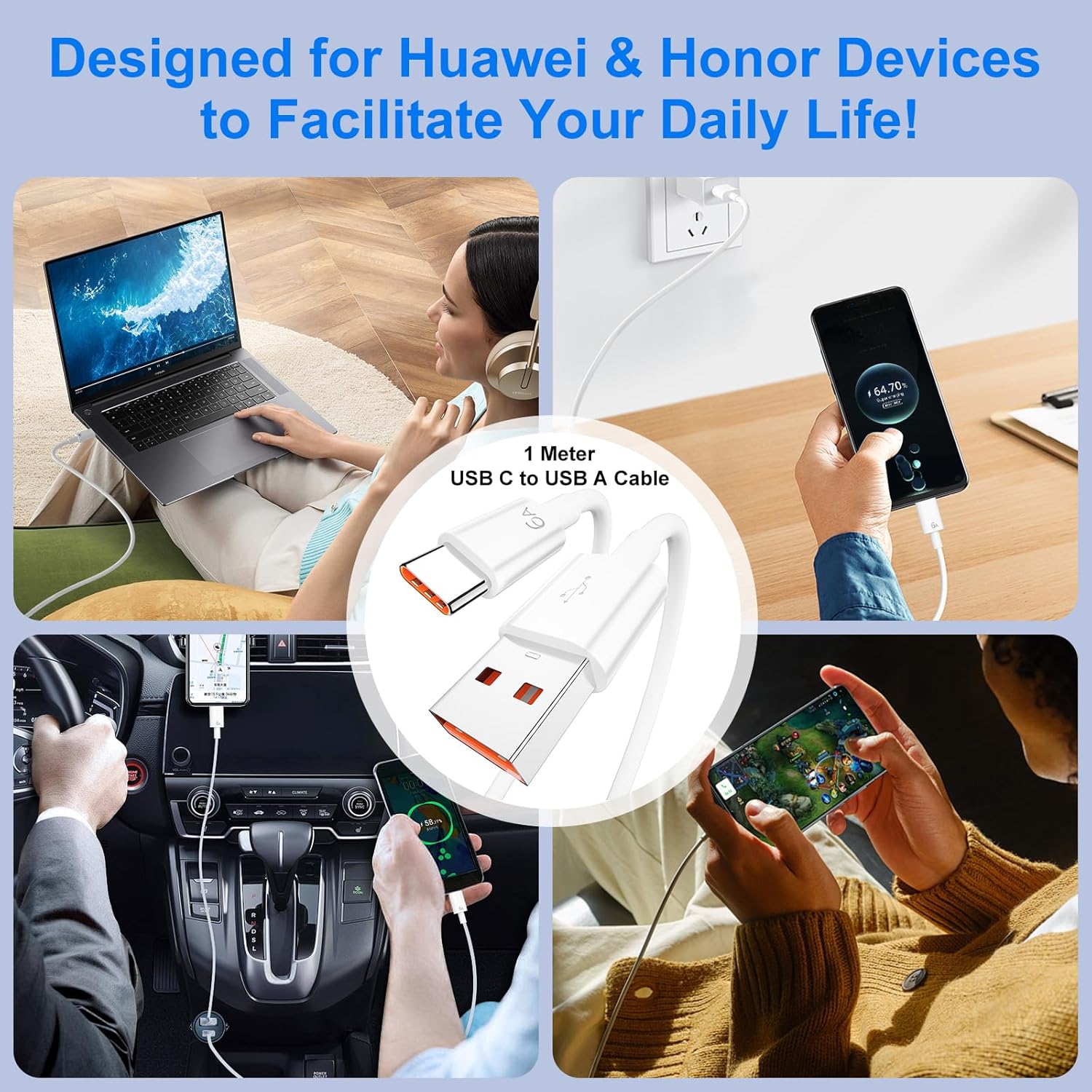 Cavo USB Type-C 1M 100W 6A Supercharge - immagine 5