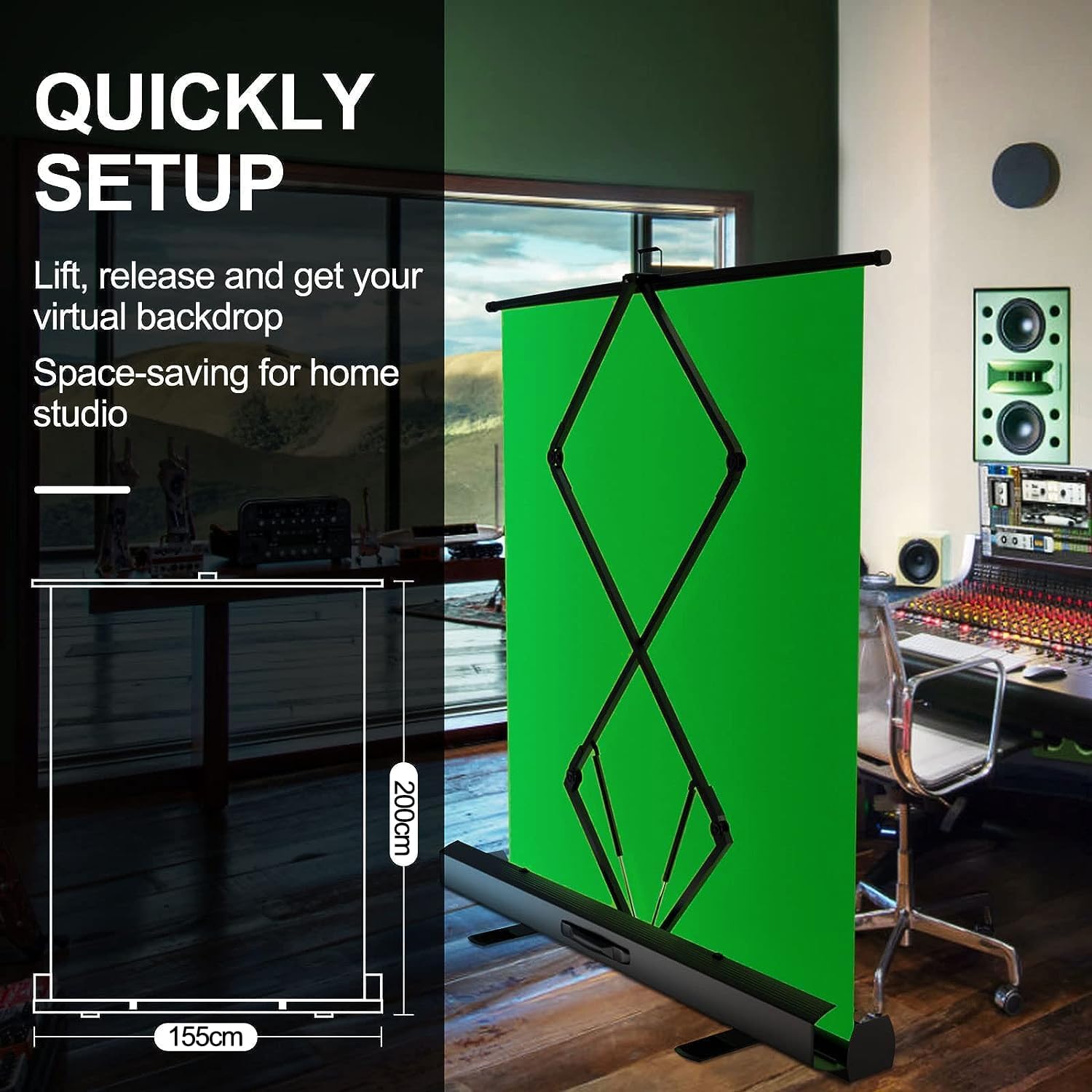 EMART Green Screen 155x200cm con Supporto - immagine 2