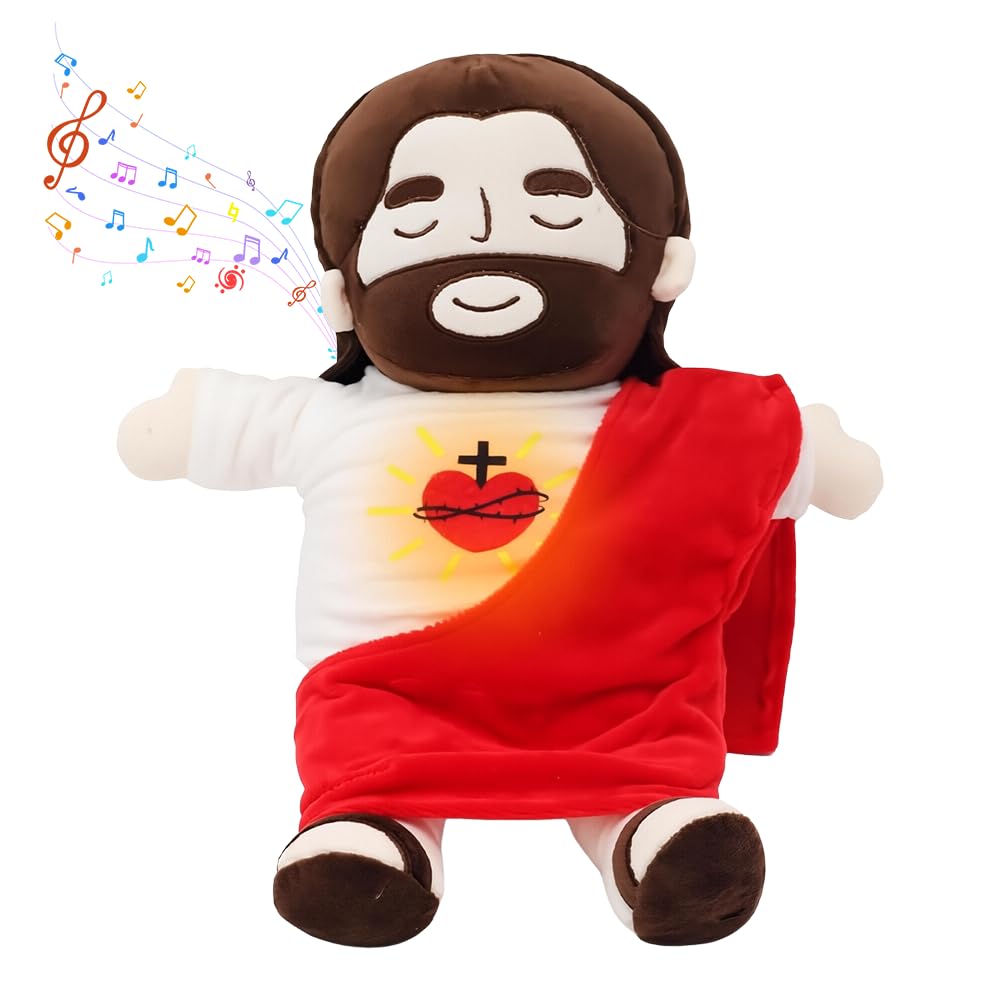 Gesù peluche che respira, 40 cm, con Gesù per alleviare l'ansia, figura di Cristo Gesù per bambini e adulti