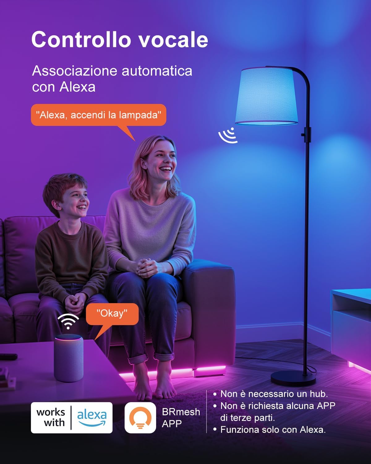 DUSKTEC Lampada da Terra RGB Compatibile Alexa e APP - immagine 2