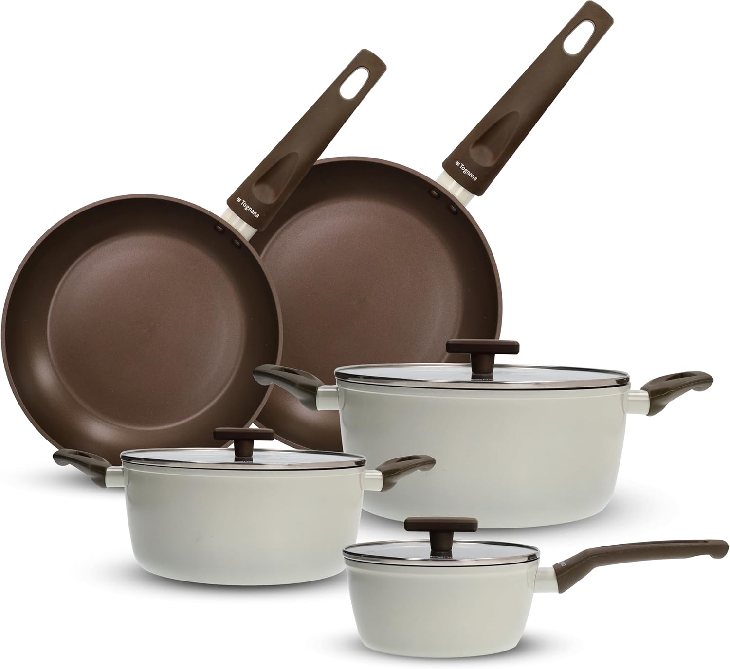 Tognana Sintonia, Batteria di pentole e padelle 8 pezzi, alluminio, grigio