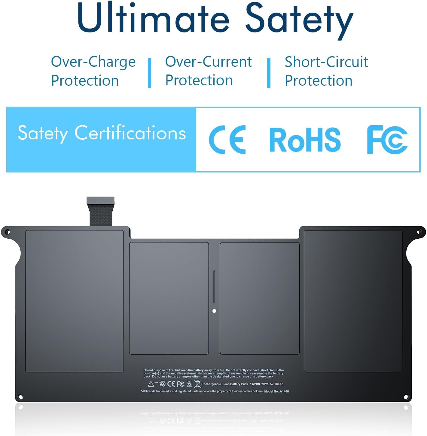 Batteria A1465 A1370 A1406 per MacBook Air 11" (7.6V 39Wh) - immagine 2