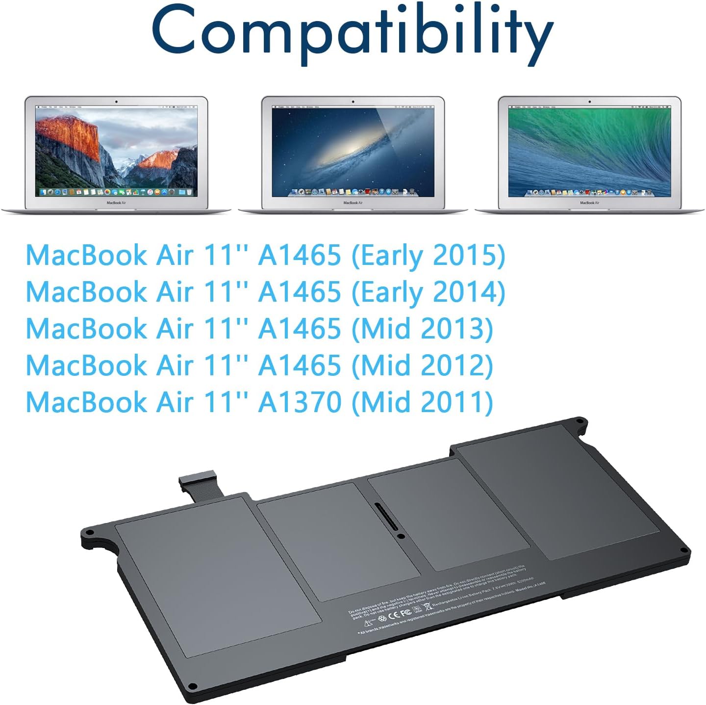 Batteria A1465 A1370 A1406 per MacBook Air 11" (7.6V 39Wh) - immagine 4