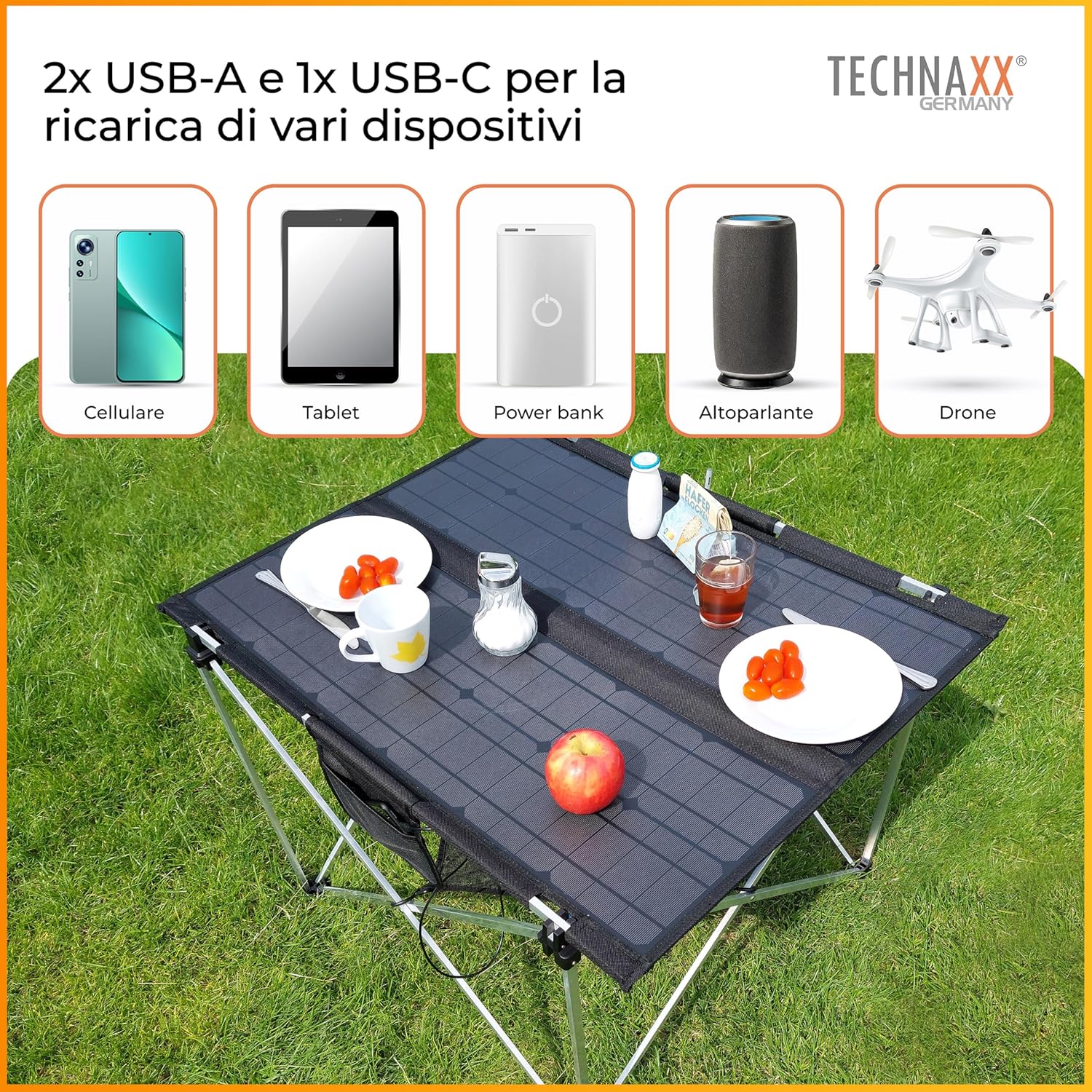 Technaxx TX-252 - Tavolo Solare Pieghevole 60W - immagine 3