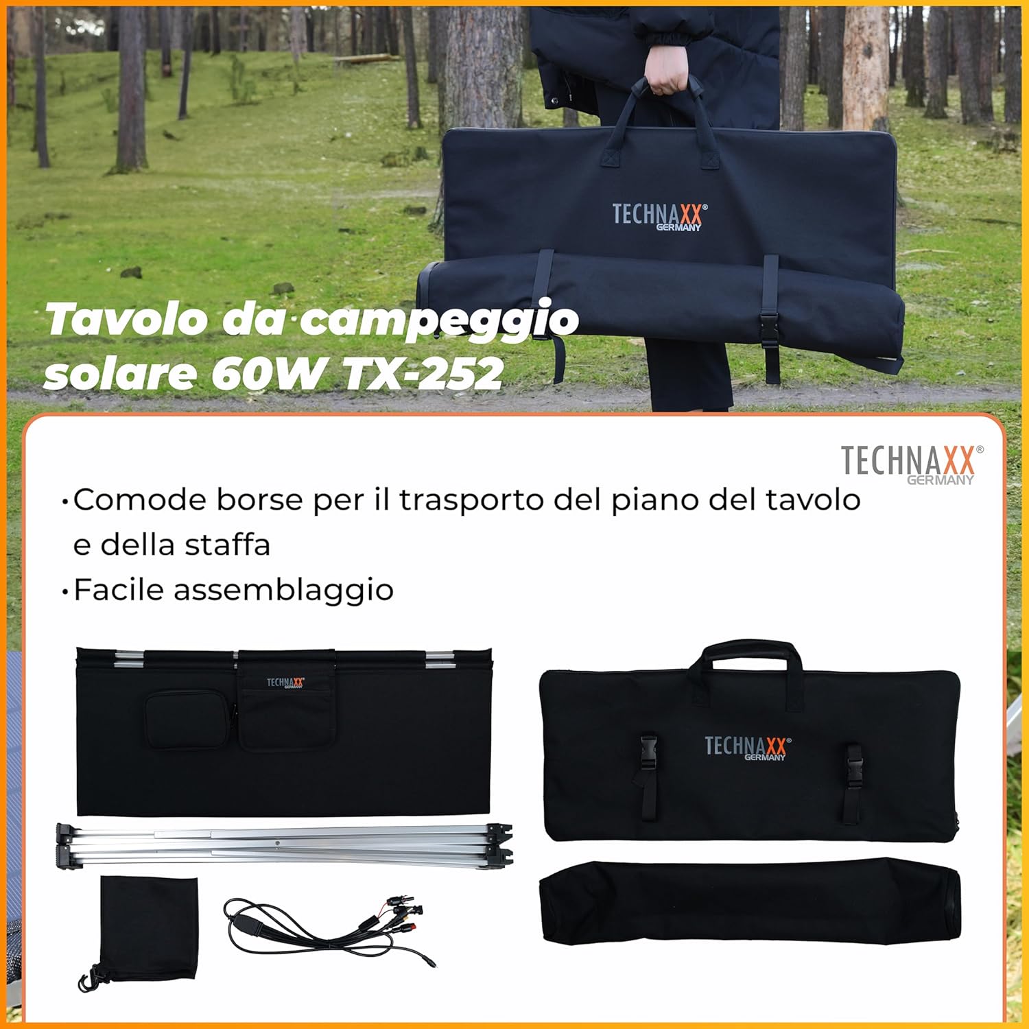 Technaxx TX-252 - Tavolo Solare Pieghevole 60W - immagine 4