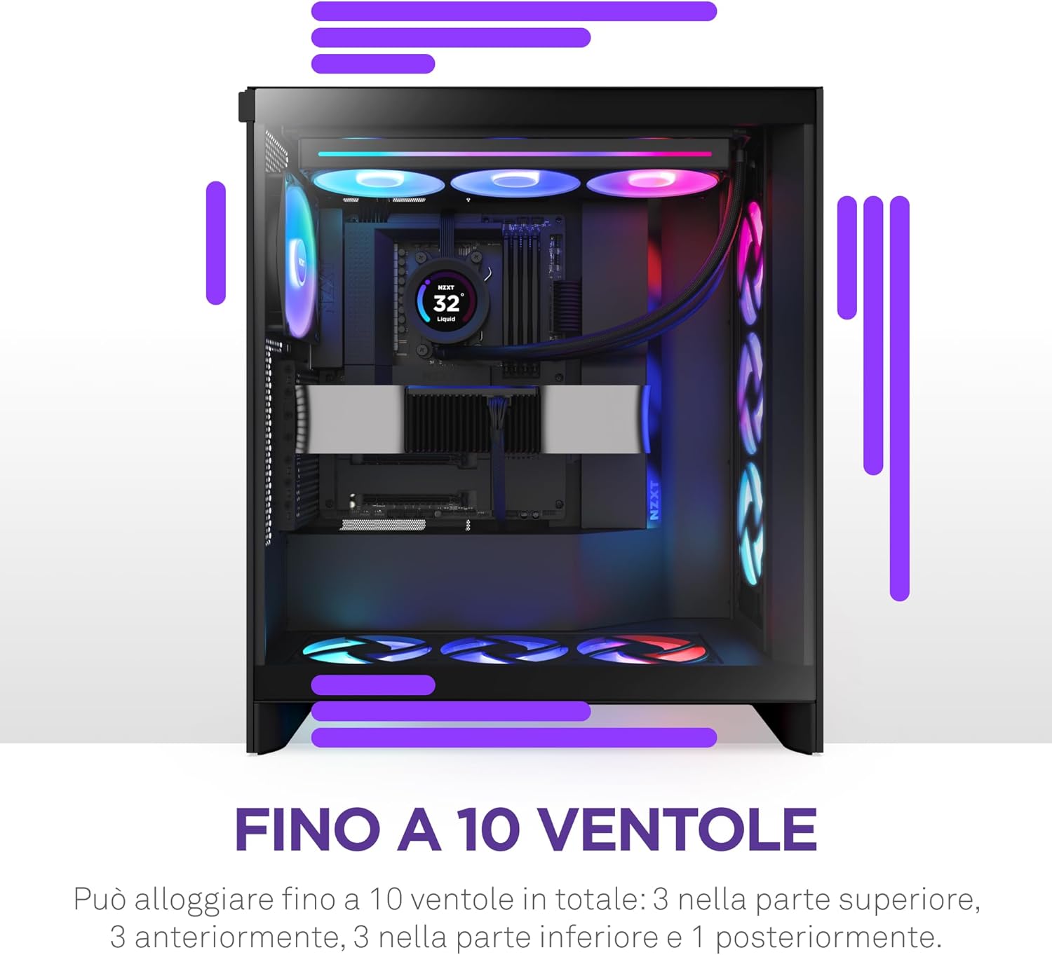 Nzxt H7 Flow RGB - Case Airflow ATX Mid-Tower, Nero - immagine 7