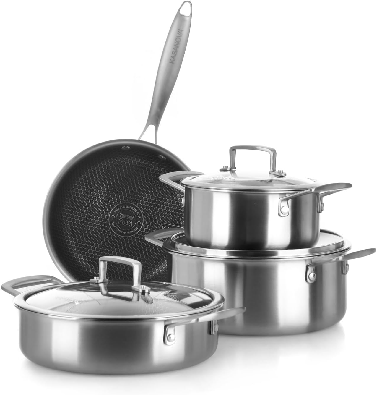 Kasanova Batteria Pentole Tri-ply Acciaio Inox (7 pezzi)