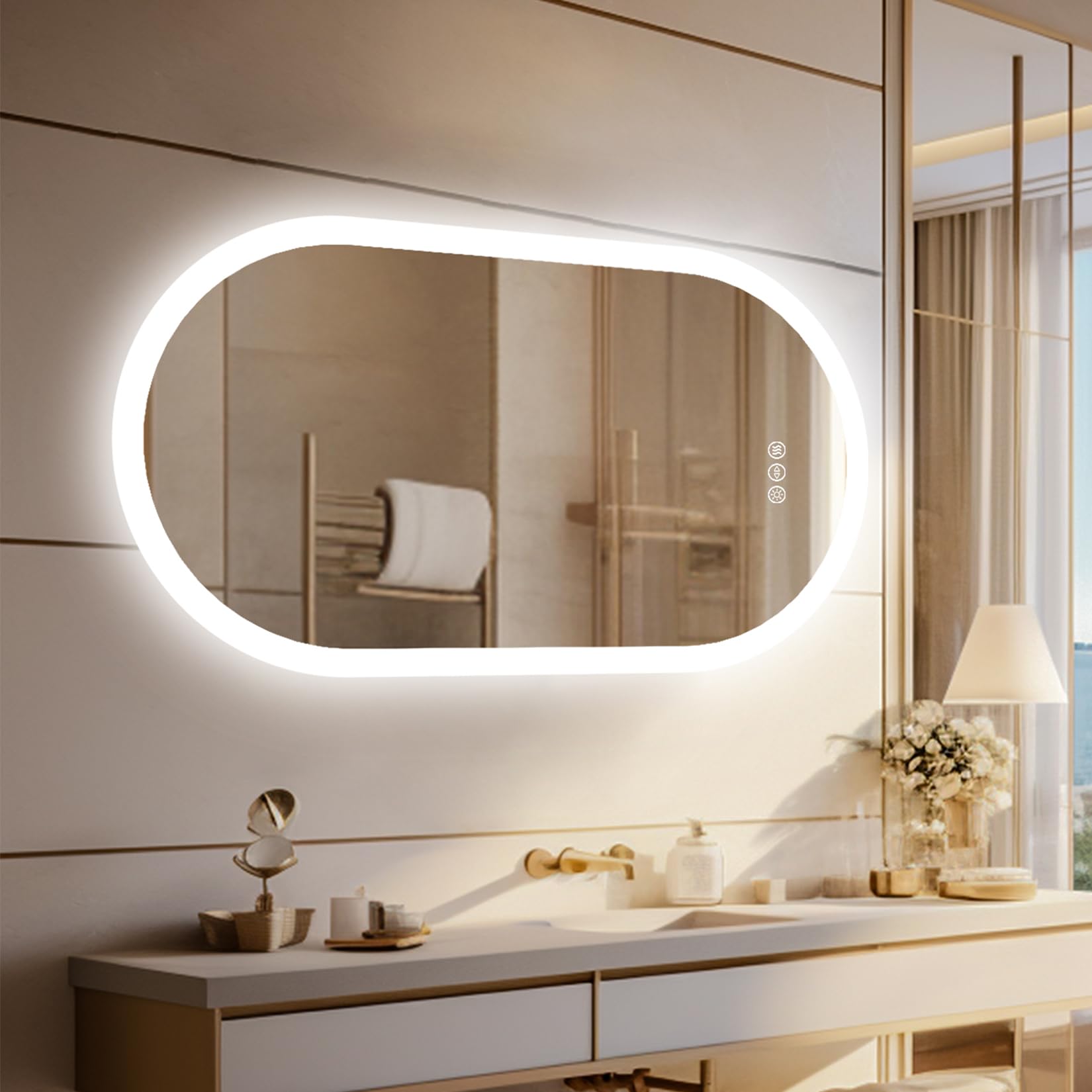 Luvodi Specchio Ovale Bagno Led 120x60cm