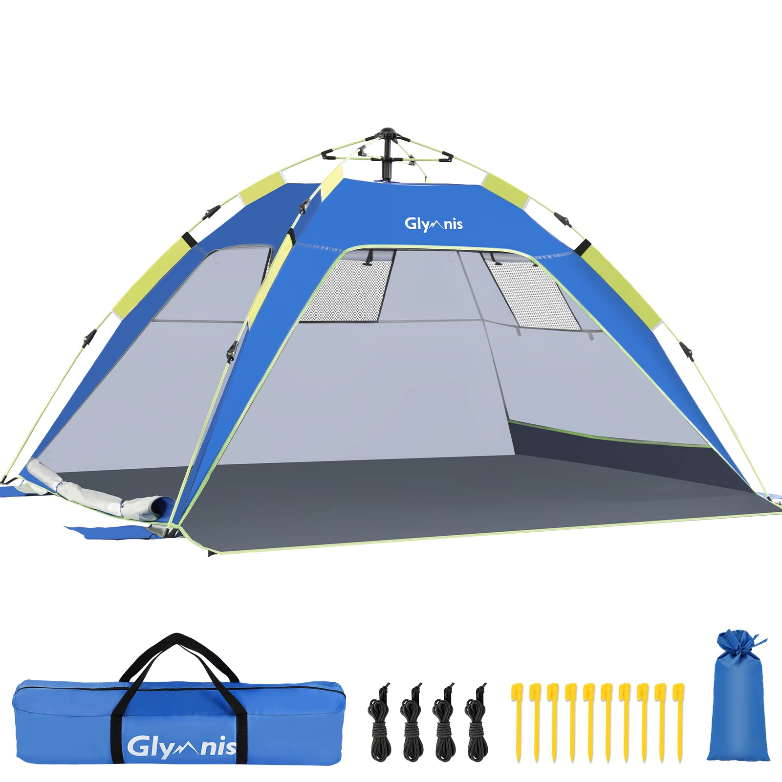 Glymnis Tenda da Spiaggia Quick-up UPF 50+ per 3-4 Persone