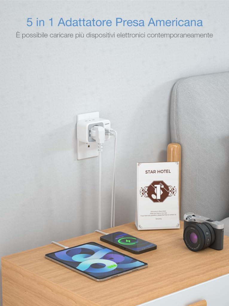 Tessan Adattatore Presa Americana 5 in 1 1875W - immagine 6