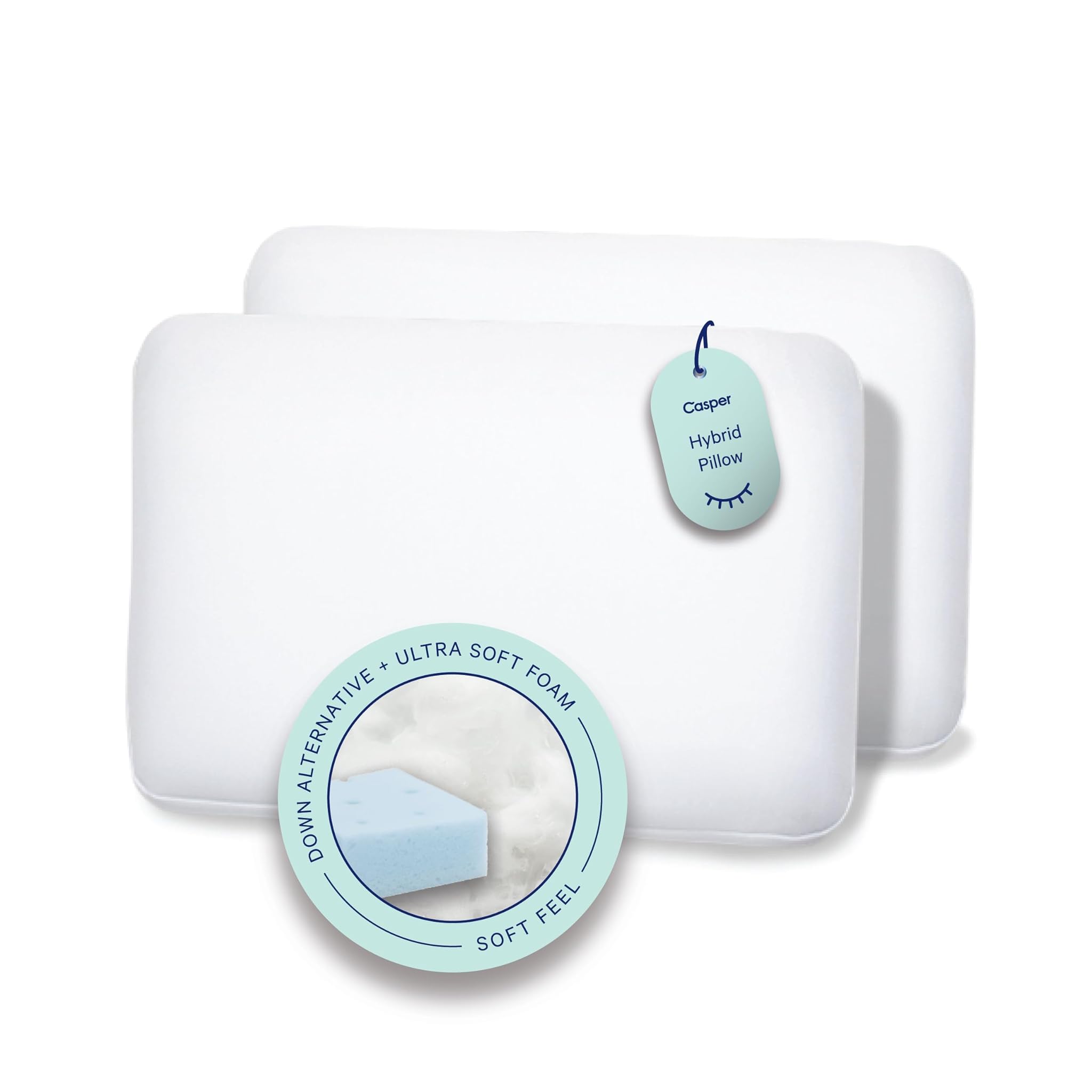 Casper Sleep, cuscino ibrido standard, confezione da due, bianco 2 pezzi