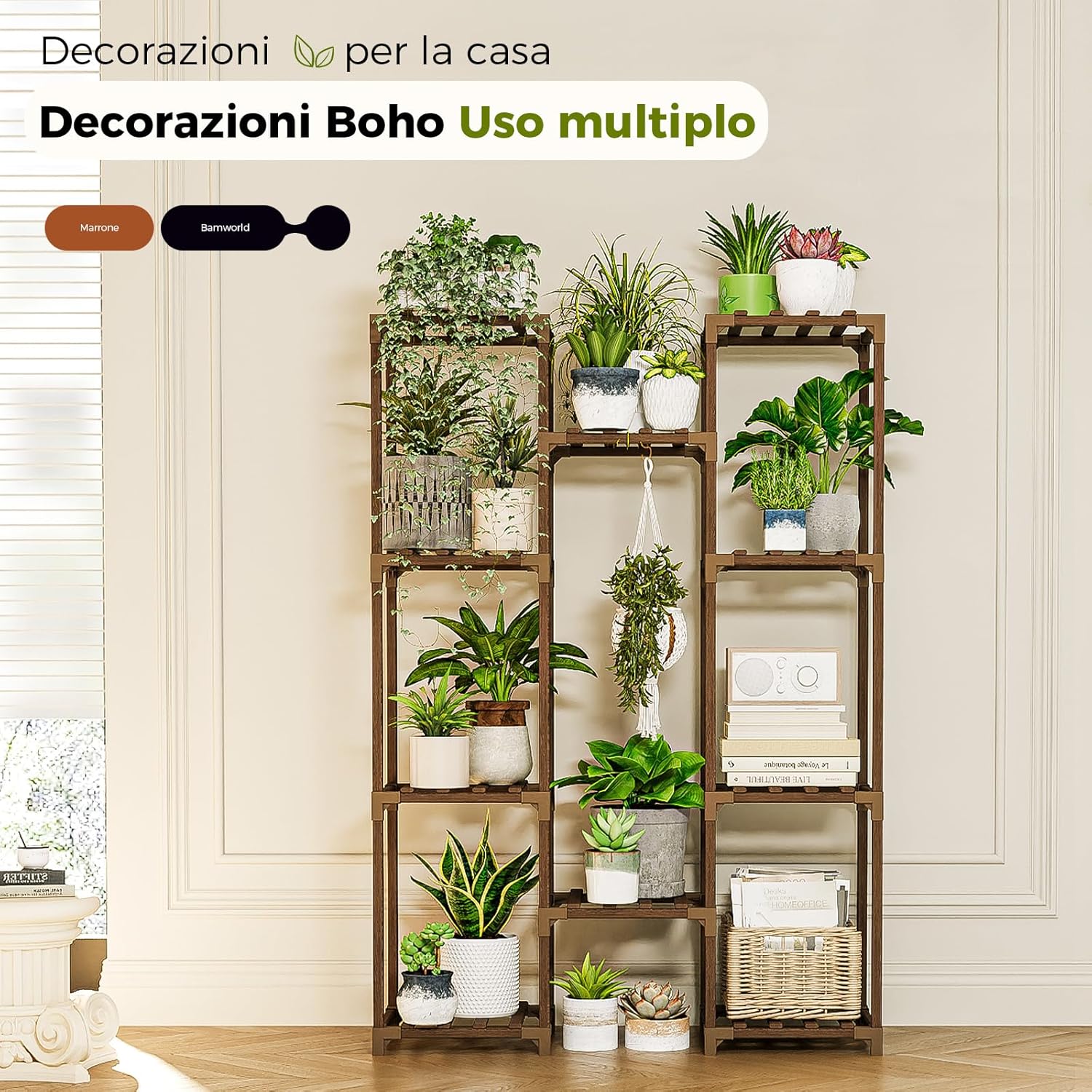 Bamworld Porta Piante da Esterno Alto in Legno - immagine 6