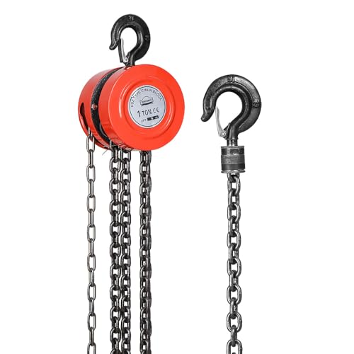 DEWINNER Paranco Manuale a Catena 1 Tonnellata, Rosso