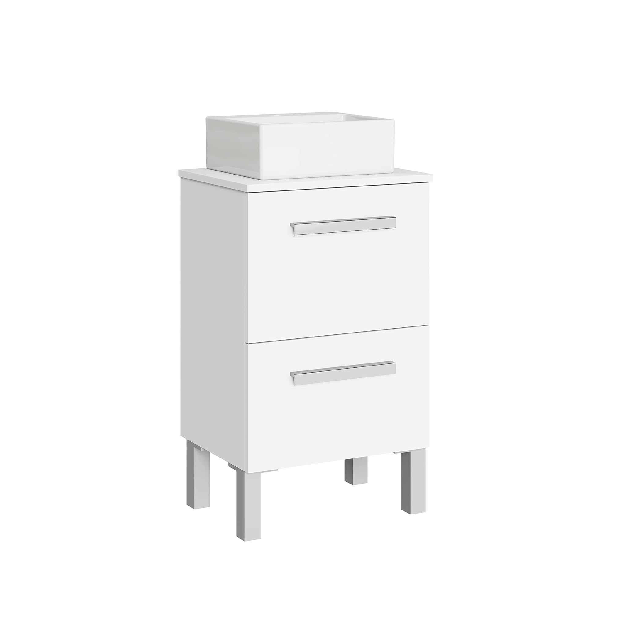 Baikal Mini, Legno Ceramica Melamina 16 Metallo, Bianco, Dos Cajones