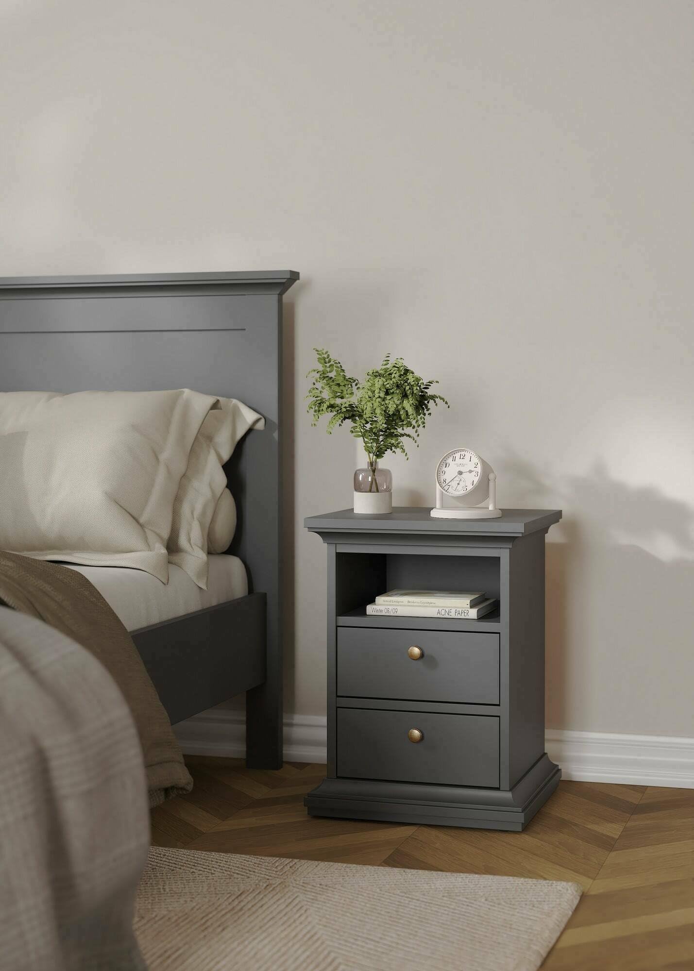 Dmora Comodino Arielle - Tavolino da Notte Grigio