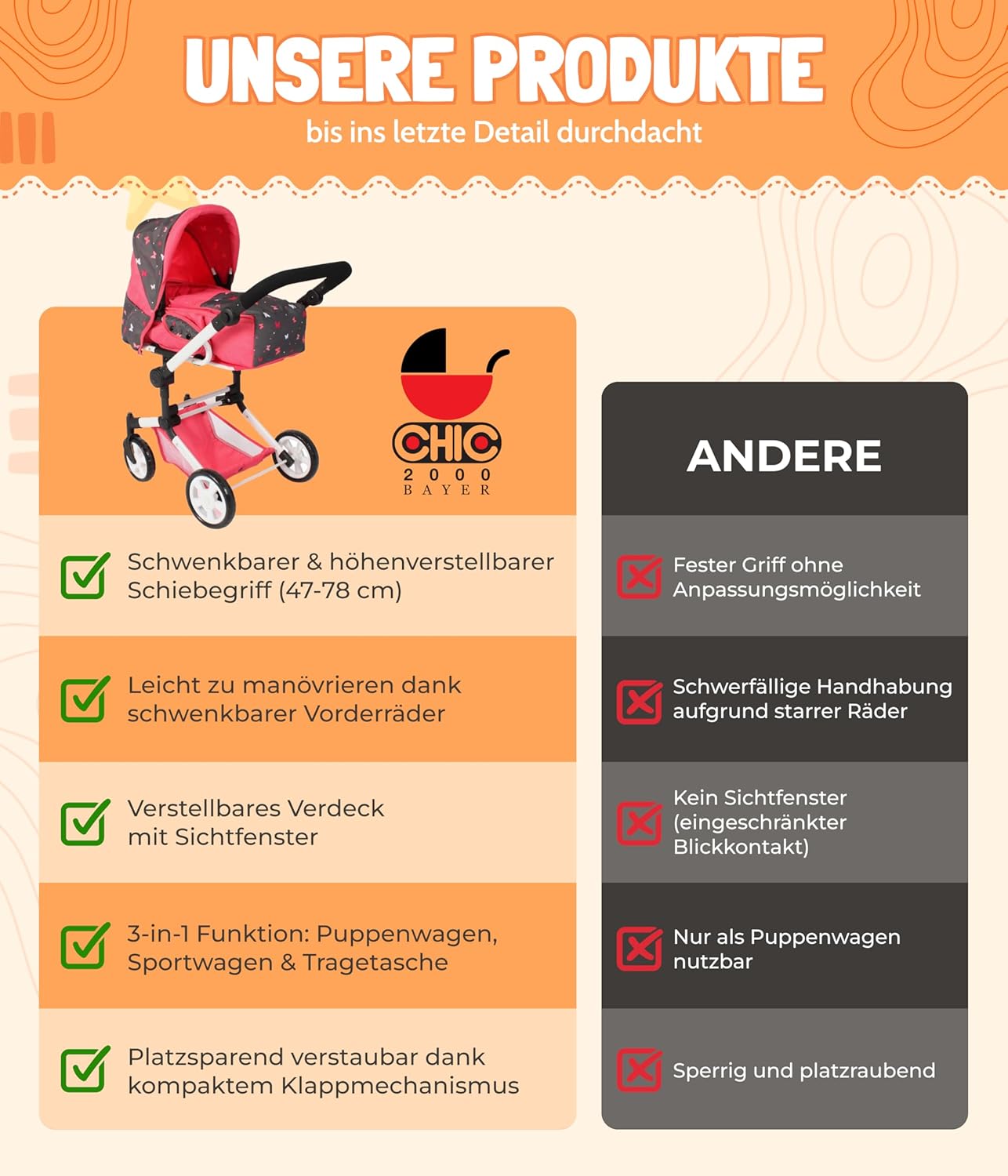 Bayer Chic 2000 Passeggino Combinato 3 in 1 Jara - immagine 5