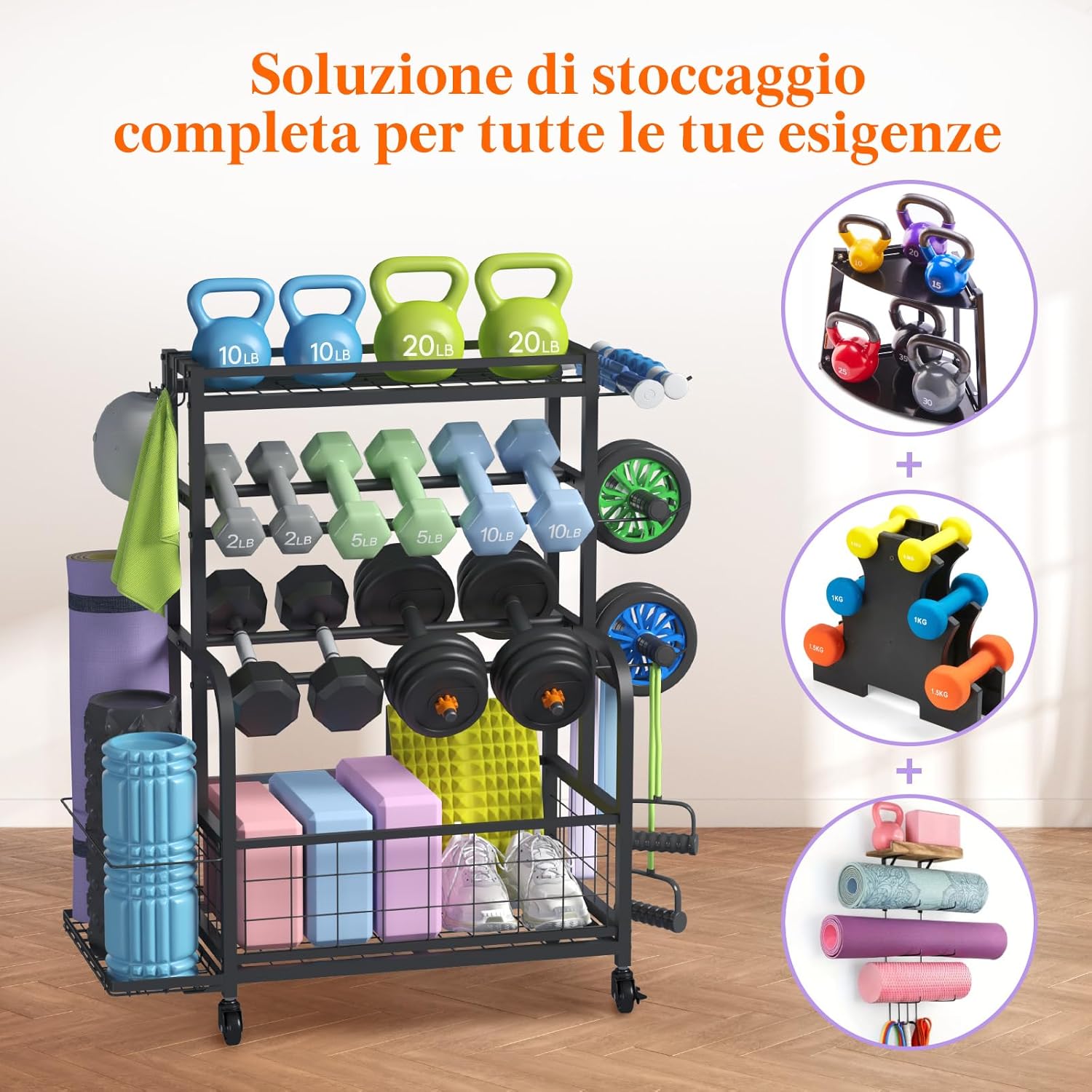 Lifewit Rastrelliera per Manubri con Ruote - immagine 4