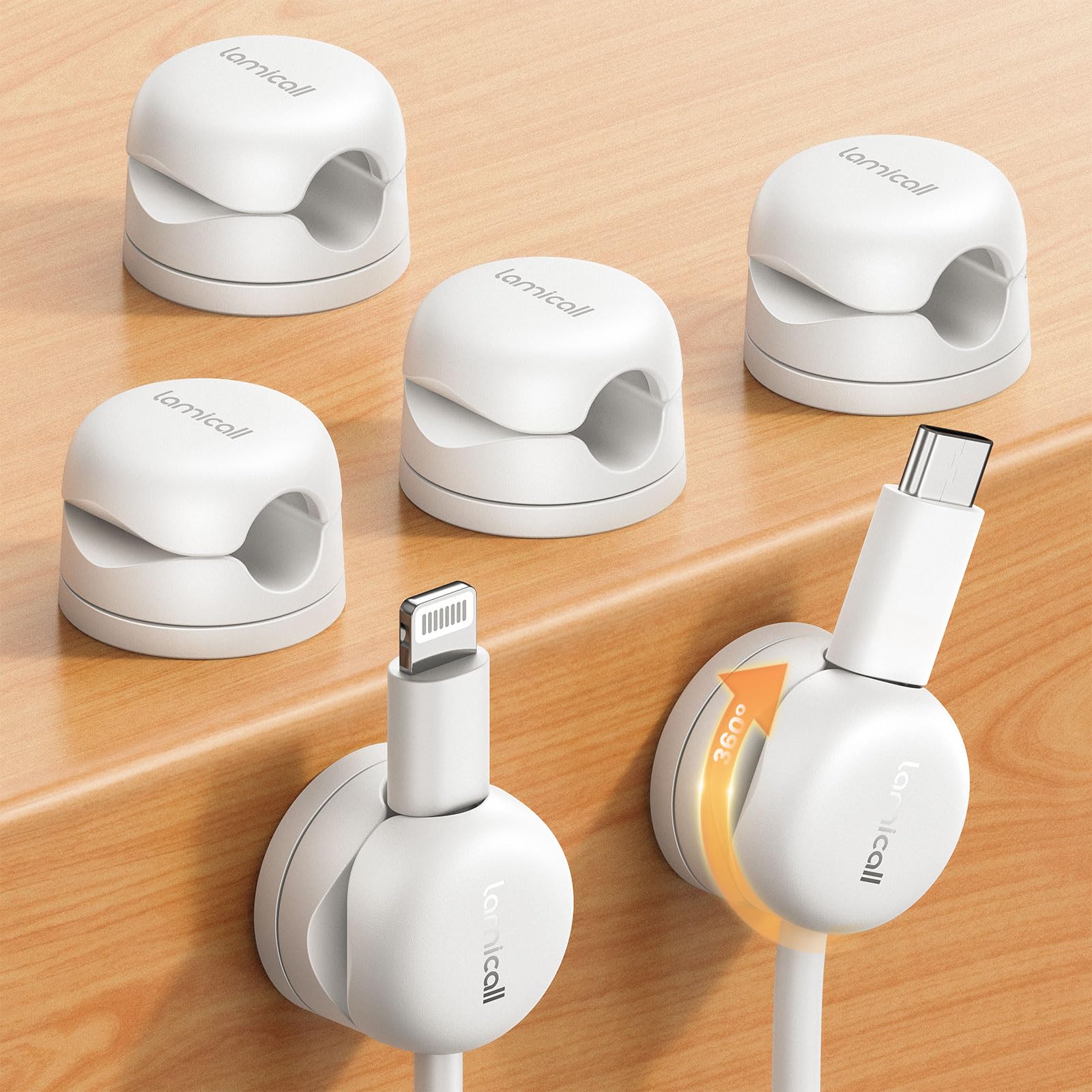 Lamicall Clip per Cavo a Molla 8mm [6 Pezzi], Bianco