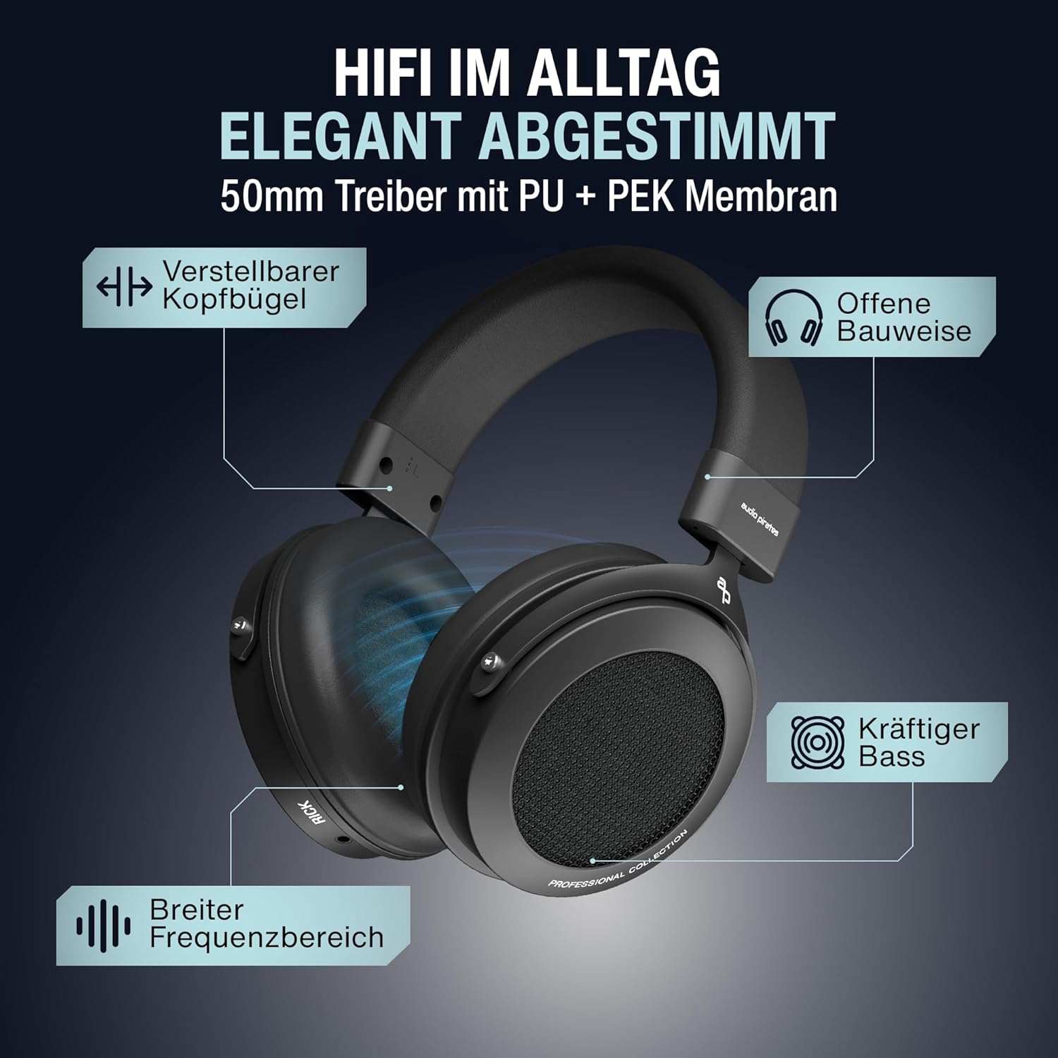 Audio Pirates Rick Professional - Cuffie Over-Ear Studio Hi-Fi - immagine 3