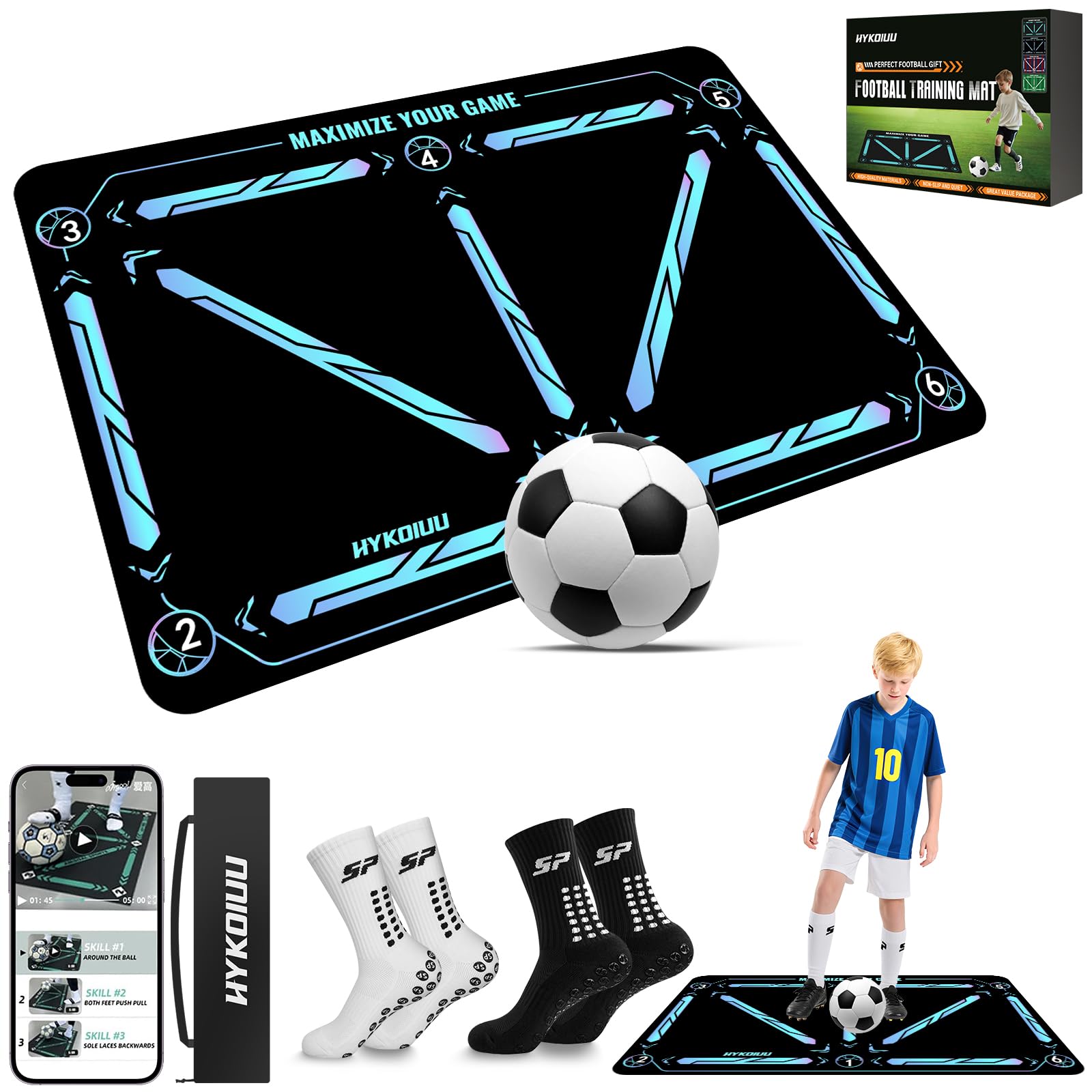 Tappetino Allenamento Calcio con Video e Calzini Antiscivolo