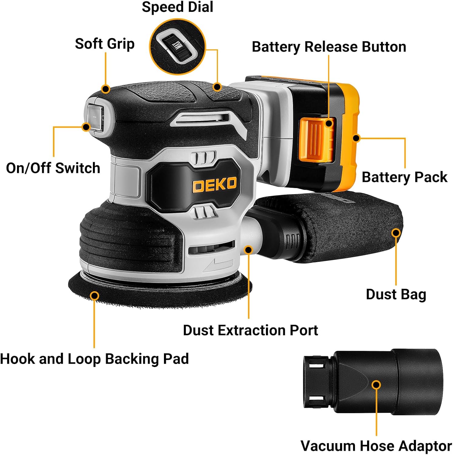 Dekopro Levigatrice Orbitale a Batteria 125mm - immagine 2