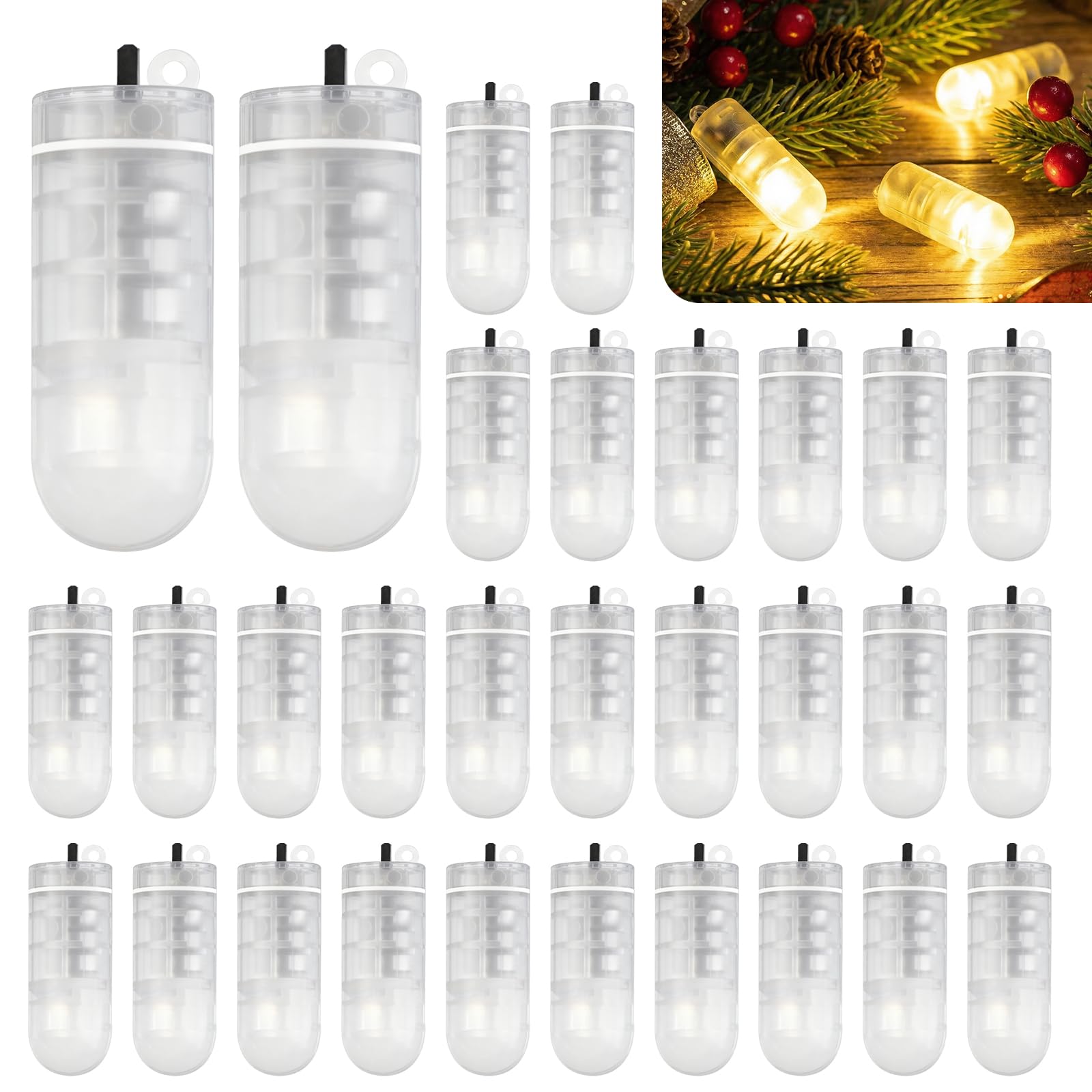 Liyade Luci a LED per palloncini, 30 pezzi, luce bianca calda, mini luci per palloncini e lanterne di carta, perfetta decorazione interna per compleanni, matrimoni, Natale e feste