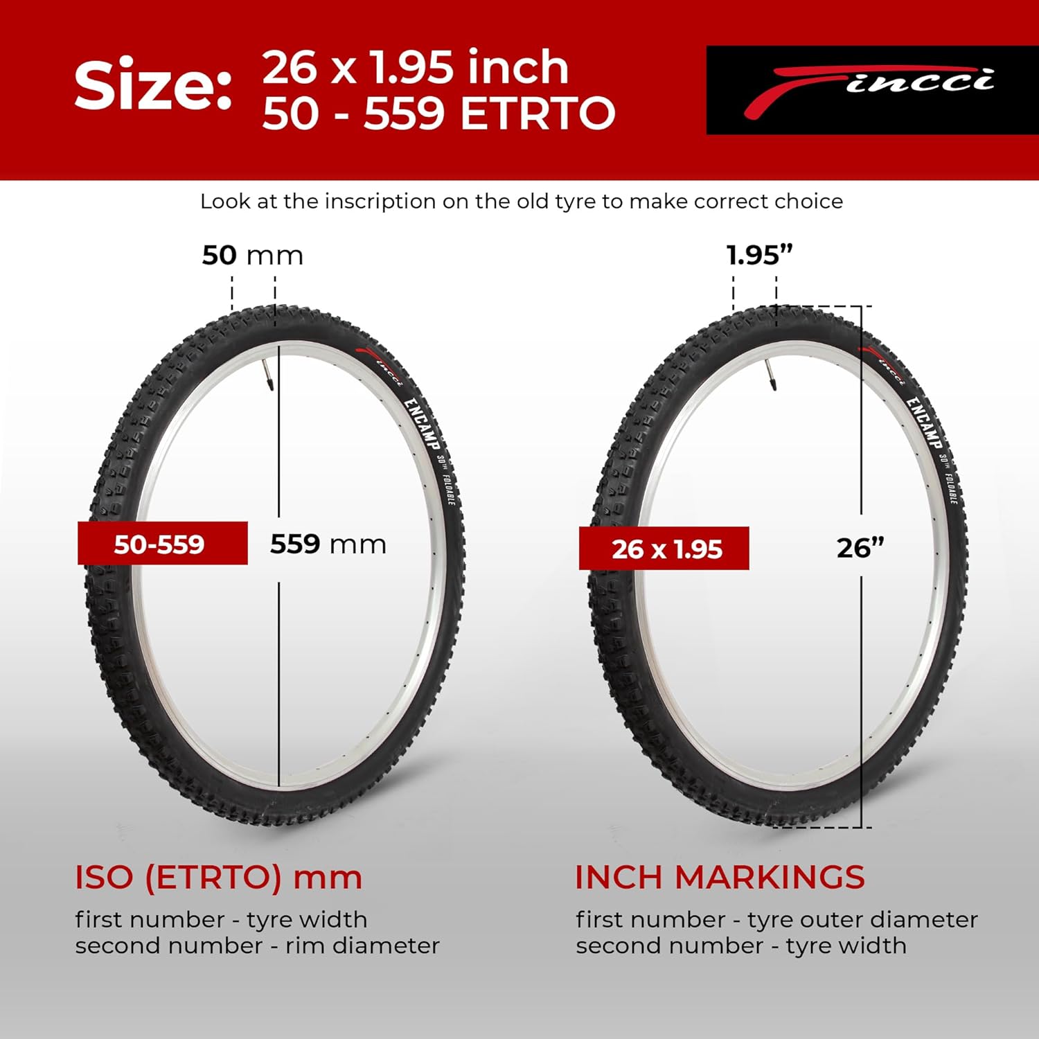 Fincci Copertone MTB Pieghevole 26x1.95 Pollici - immagine 2