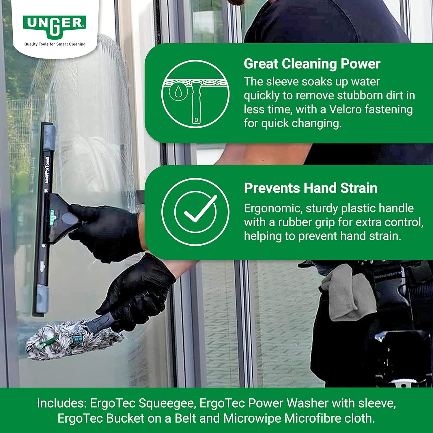 Unger Ninja Premium Glass Cleaner Set - 4 Pezzi - immagine 2