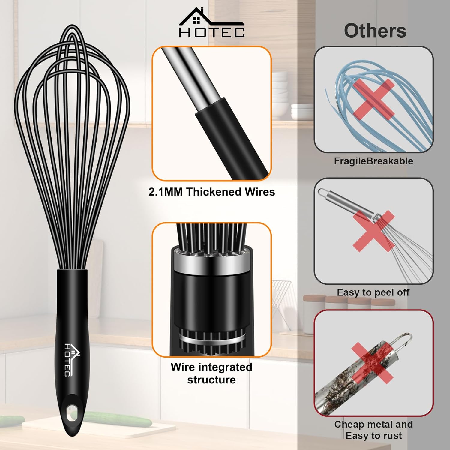 Hotec Set 4 Fruste in Silicone (Nero) - immagine 5