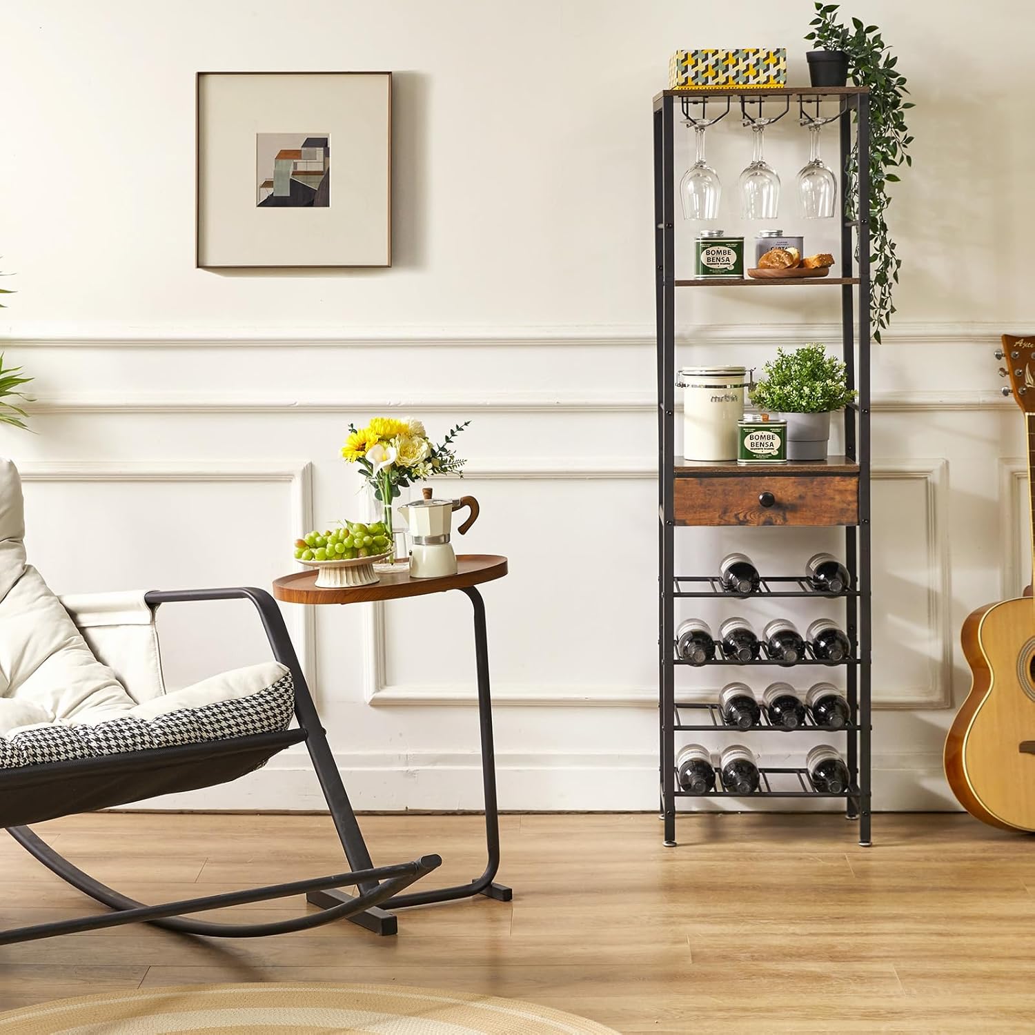 Ibuyke Portabottiglie da Terra 4 Livelli, Marrone - immagine 7