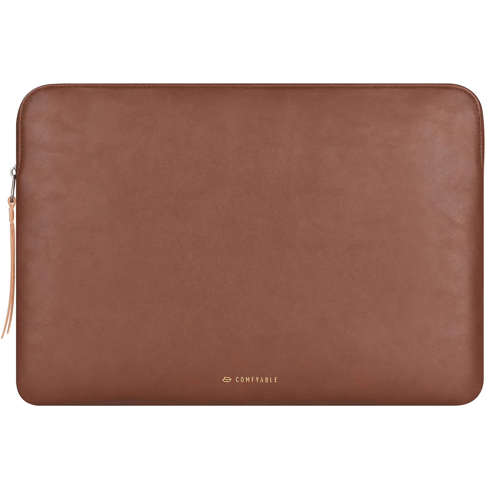 Comfyable Slim Protective Laptop Sleeve 13-14 Inch Compatible with 14in MacBook Pro 2021 M1 A2442, All 13-13.3 Inch MacBook Pro & MacBook Air, PU Leather Bag Waterproof Cover Case for Mac, Brown