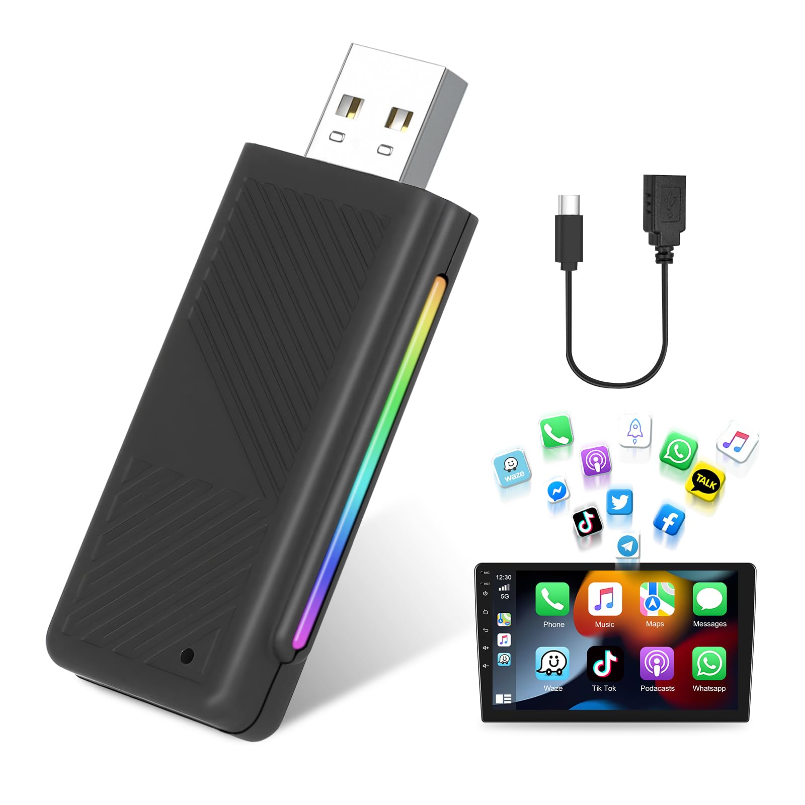 Podofo Carplay Adattatore Wireless Dongle Plug & Play