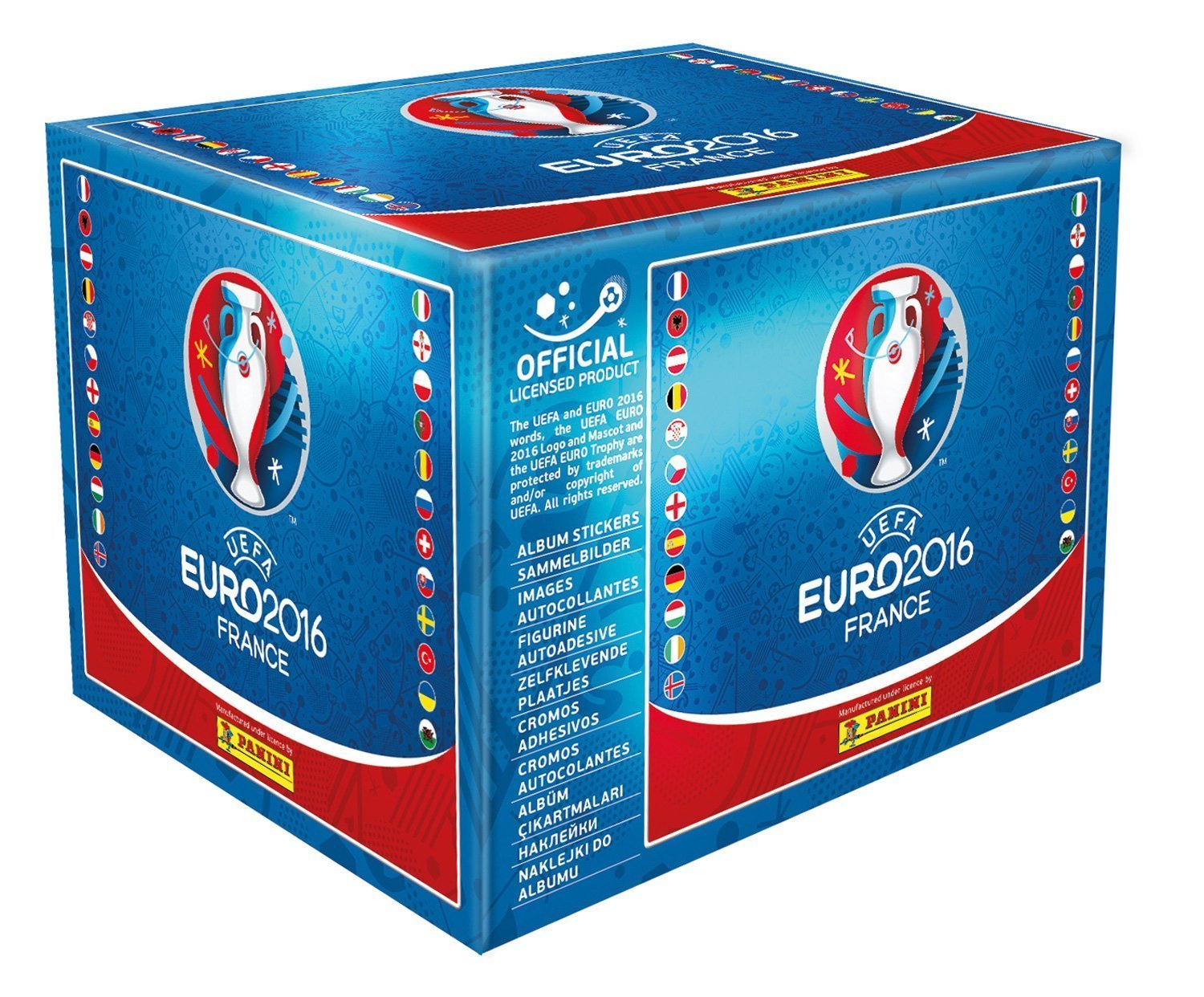 Panini Euro Cup France 2016 Confezione da 50 Adesivi Sportivi Blu E Bianco