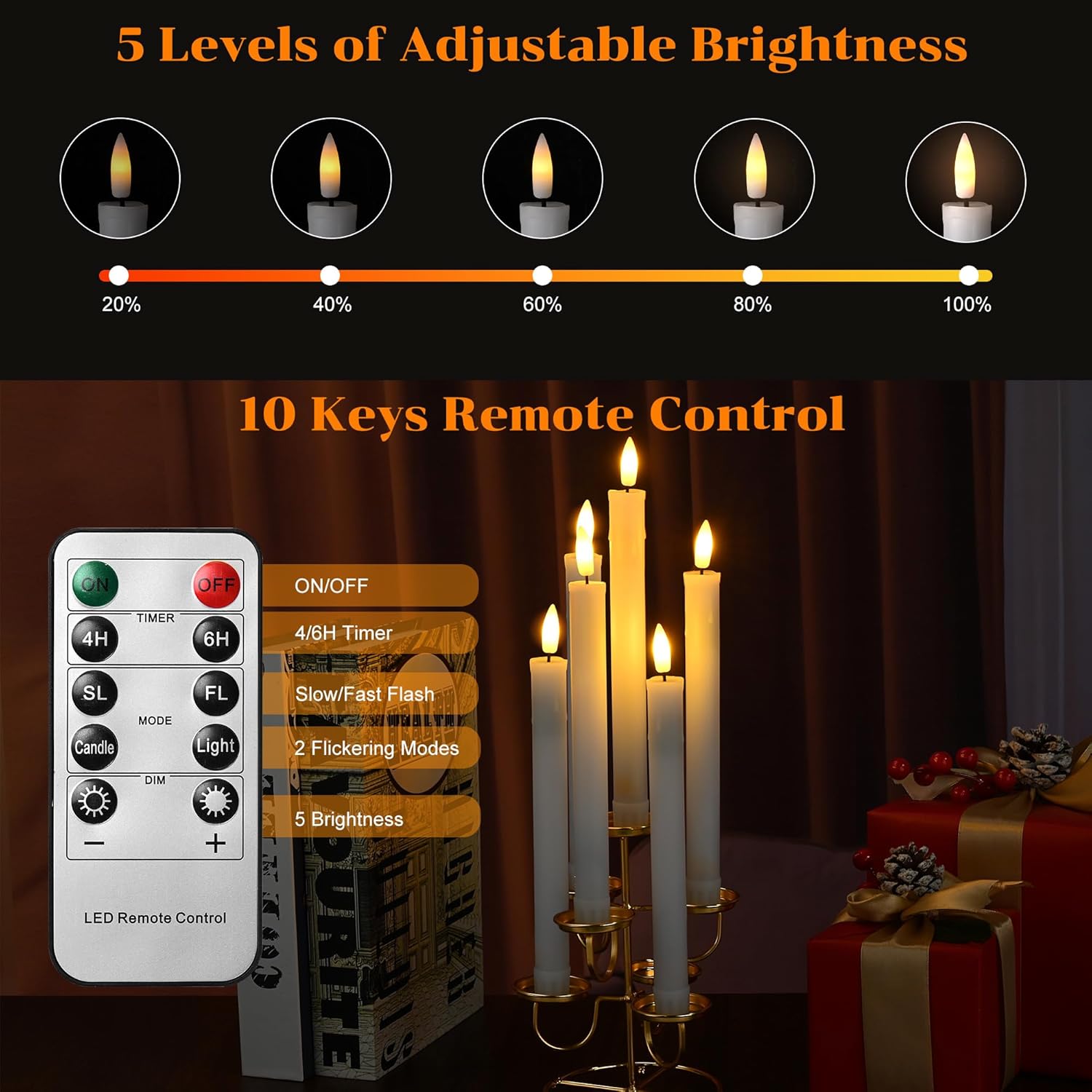 EXTSUD Set 6 Candele LED Lunga Durata con 2 Telecomandi - immagine 2
