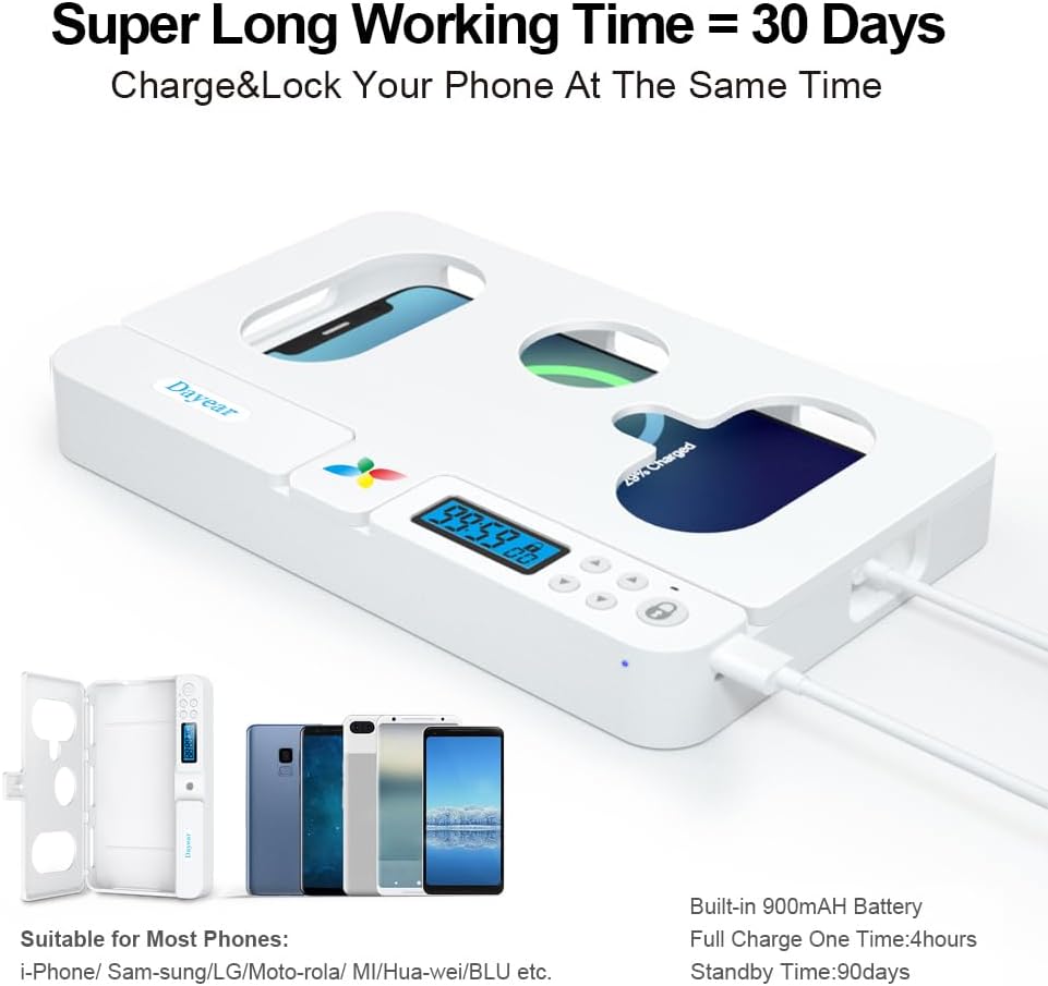 Scatola Blocco Telefono con Timer Dayear, Bianco - immagine 4