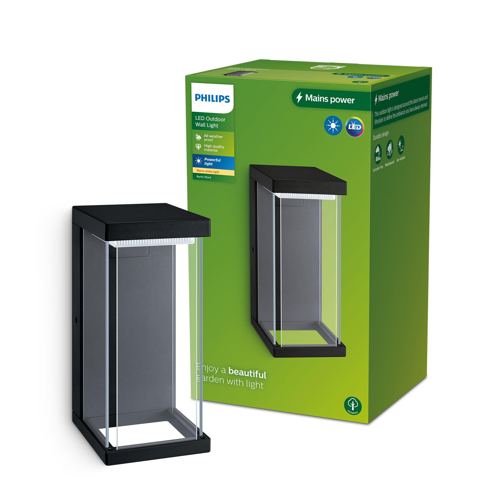 Philips LED Kyrie - Lampada da Parete per Esterni 12W, Nero